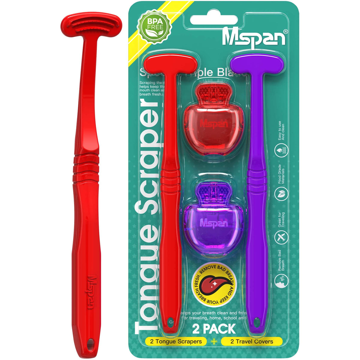 Mspan limpiador de lengua con triple filo para limpieza profunda y frescura