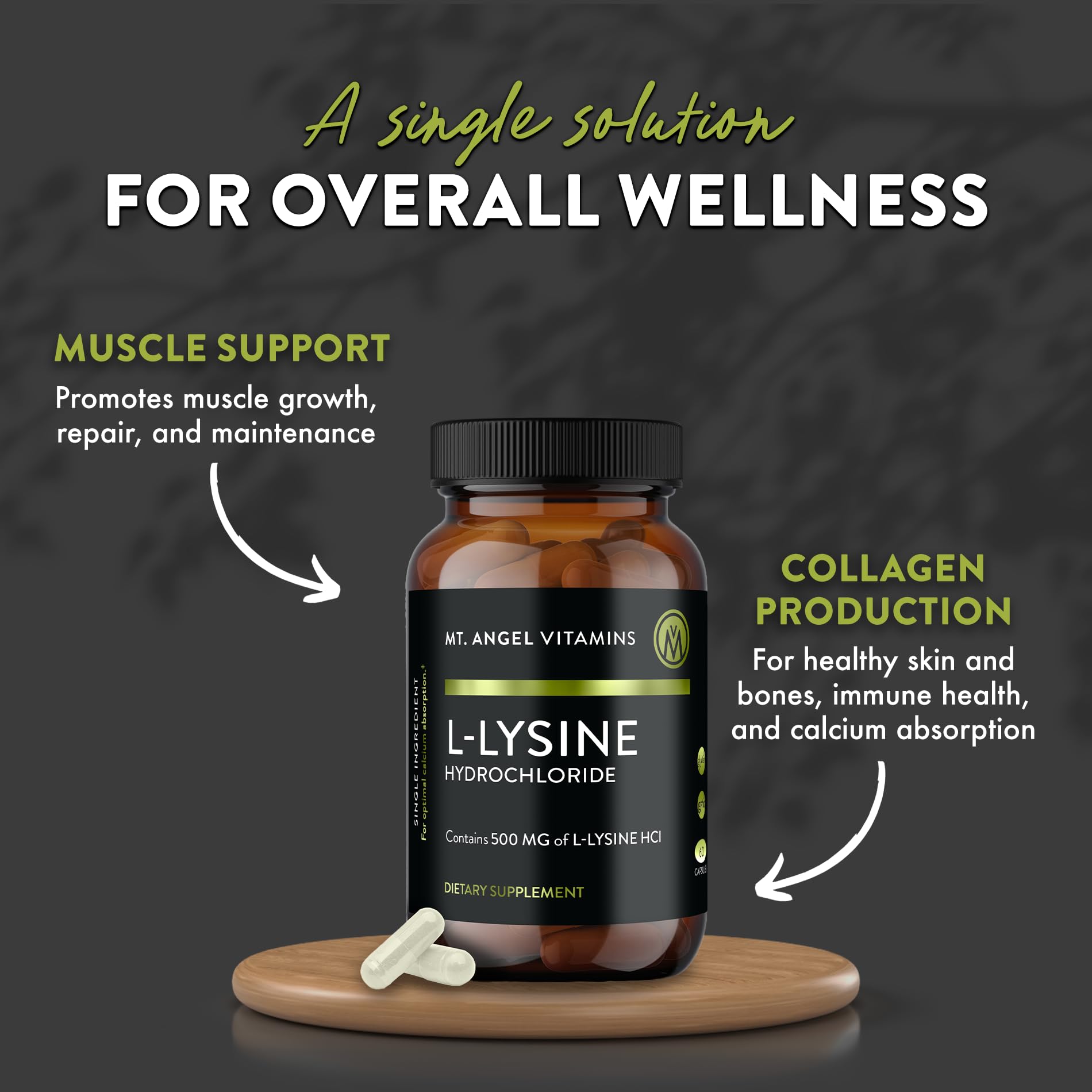 Mt. Angel Vitamins lisina 500 mg fortalece el sistema inmunitario naturalmente.