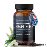 Mt. Angel Vitamins NMN NR cápsulas para apoyo de energía diaria.