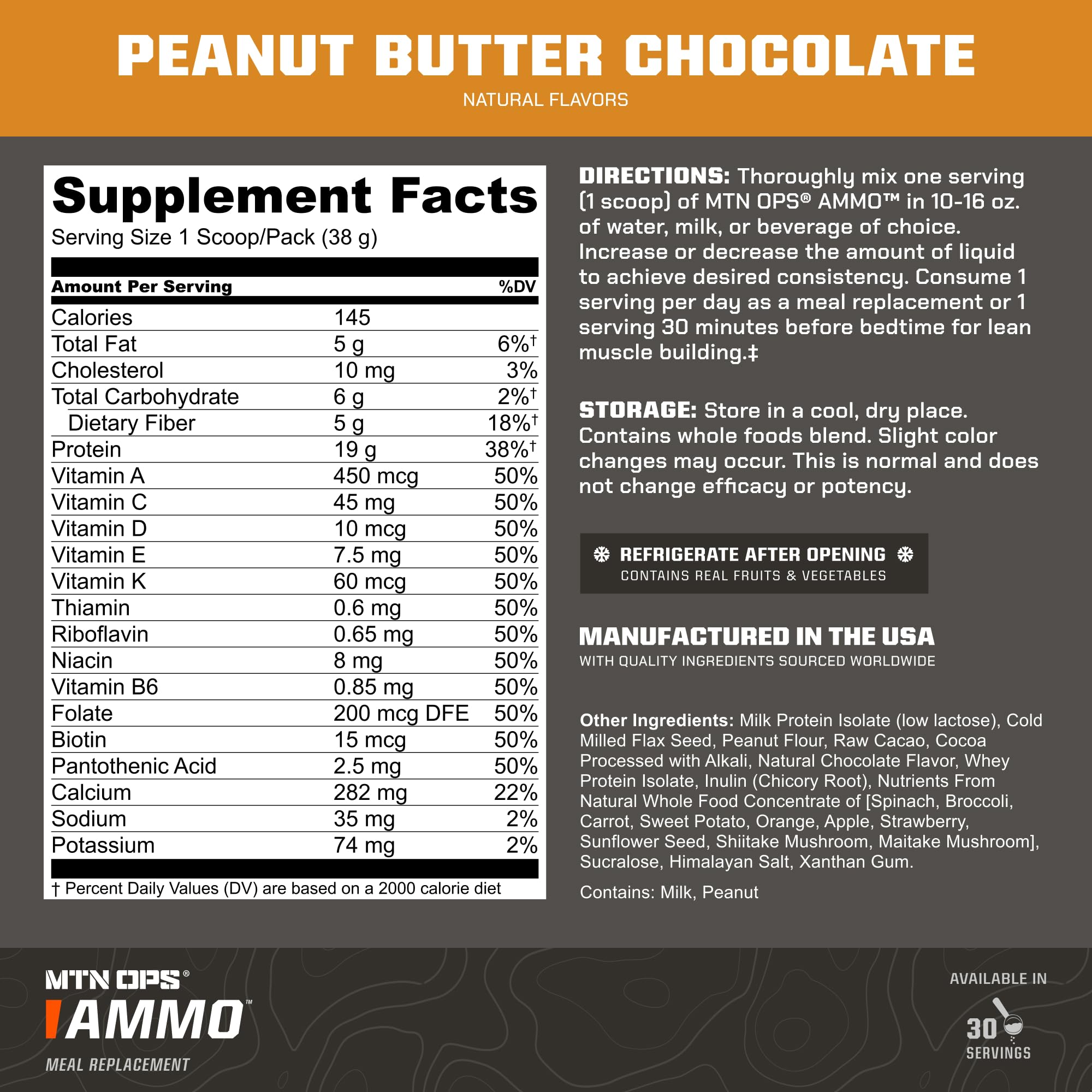 MTN OPS Ammo: frutas y verduras reales para nutrición diaria