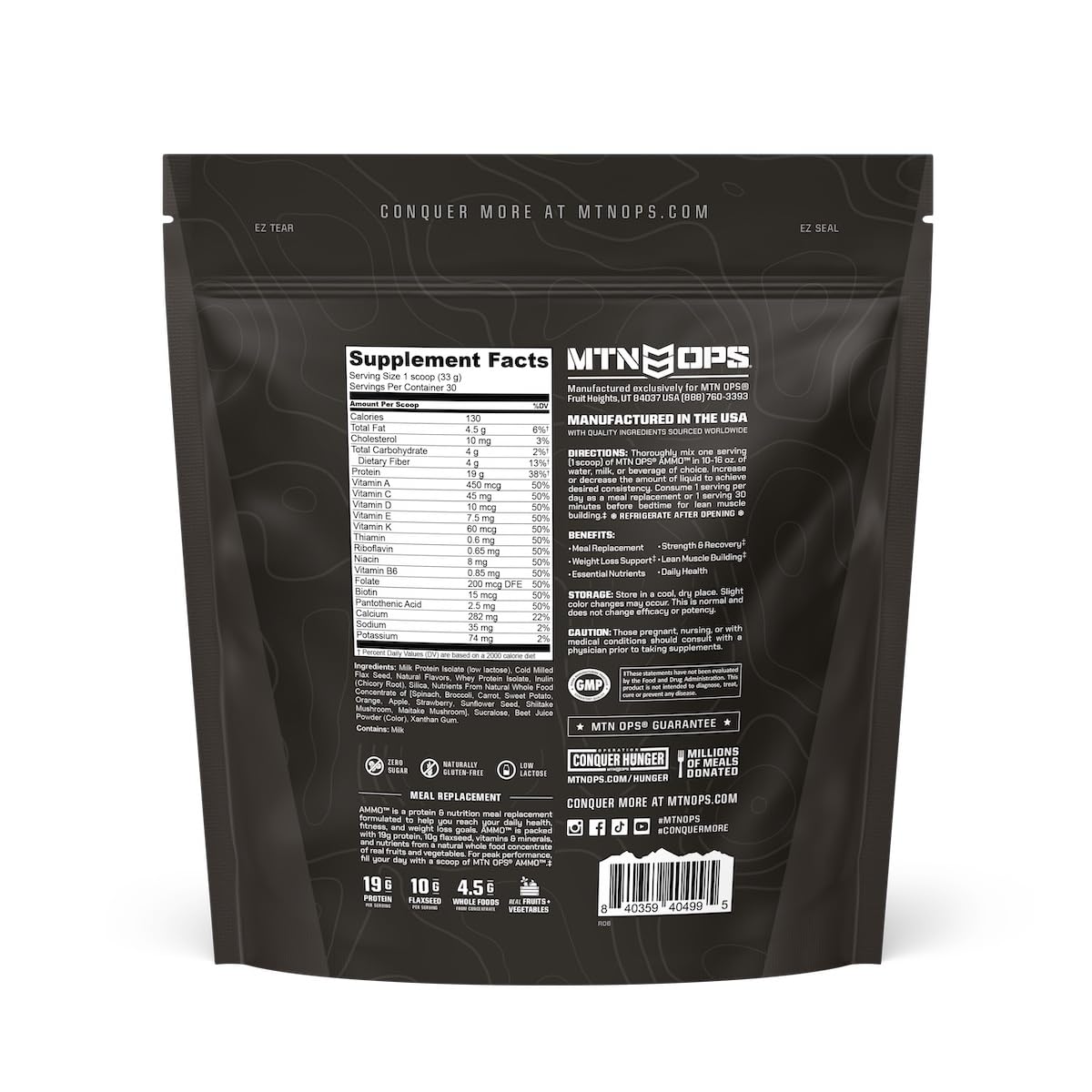 MTN OPS Ammo elaborado en Estados Unidos con ingredientes de calidad