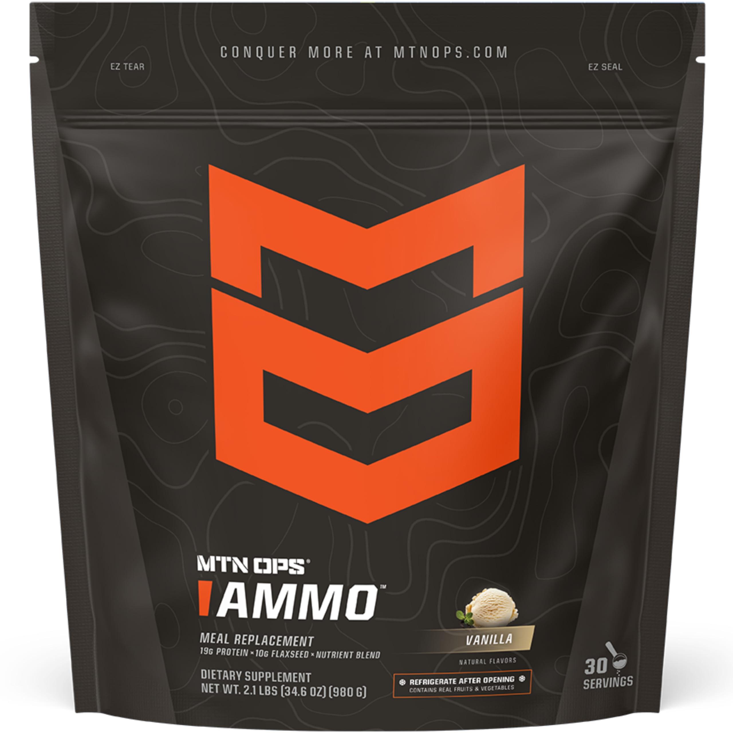 MTN OPS AMMO polvo de vainilla para reemplazo de comida práctico