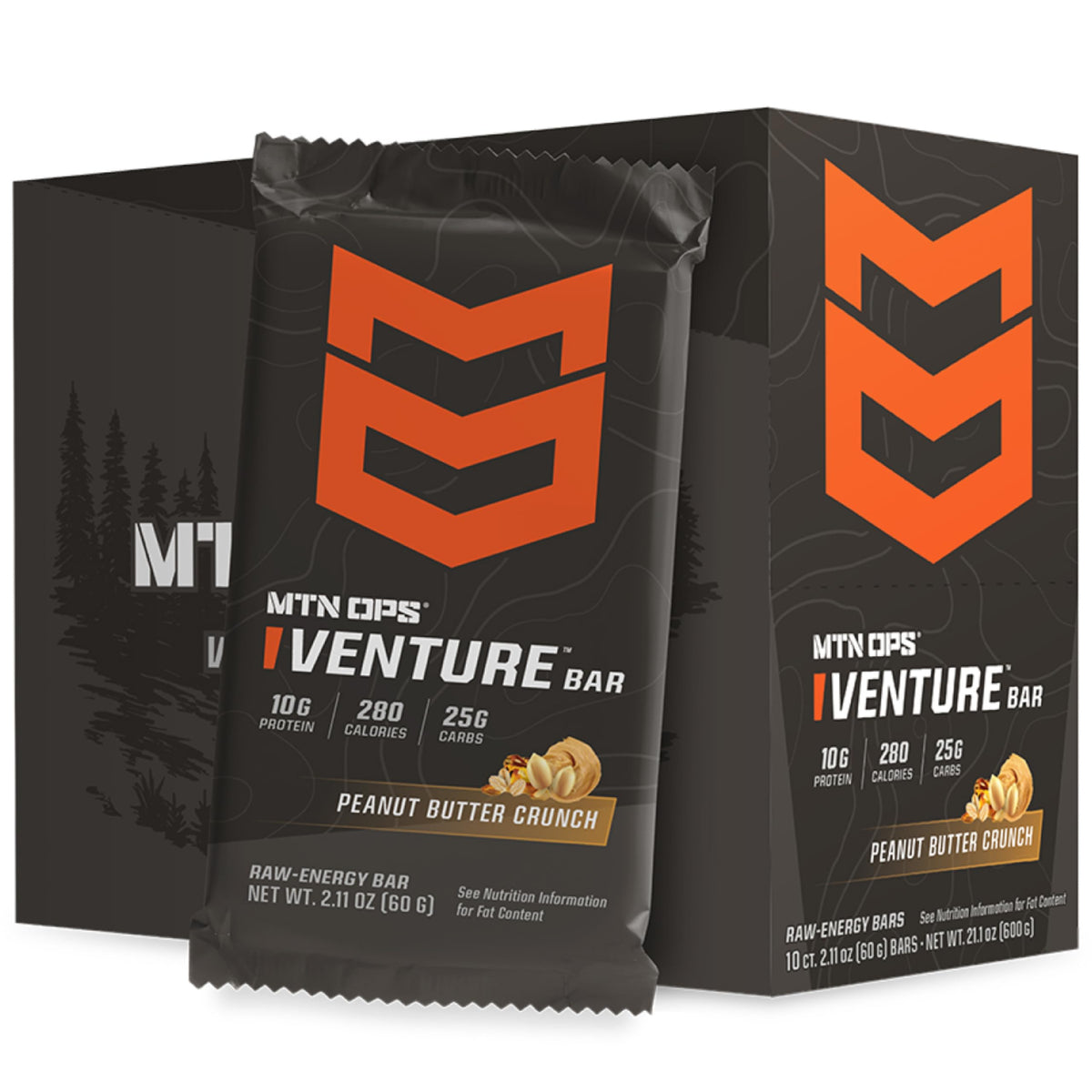 MTN OPS barra proteica Venture envase, snack práctico para rutas de senderismo