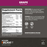 MTN OPS BCAA, etiqueta detallada con perfil de aminoácidos para recuperación.