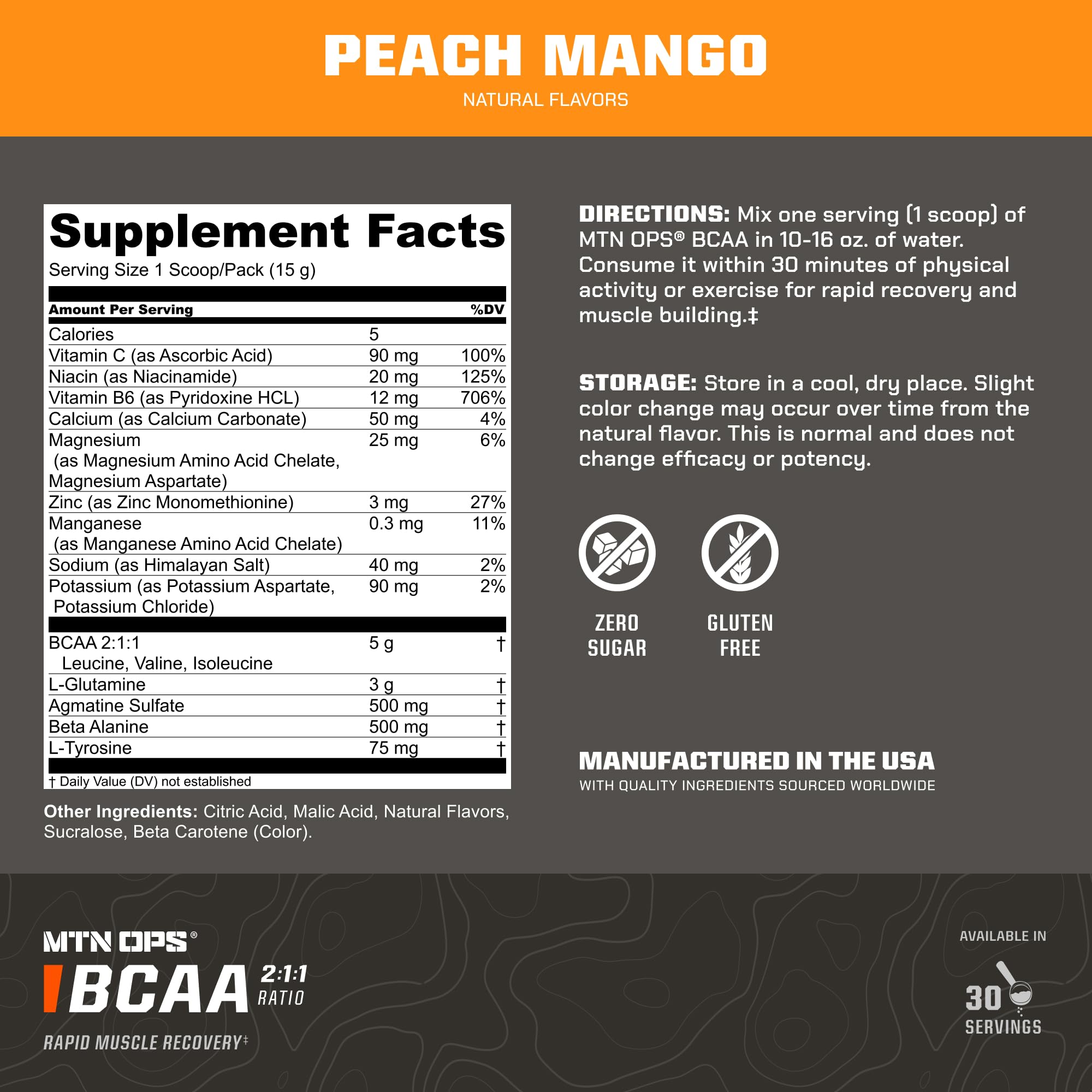 Cucharilla de dosificación MTN OPS BCAA durazno-mango para medir porciones