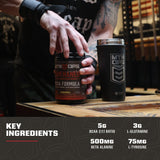 MTN OPS BCAA Ingredientes clave con electrolitos para hidratación.