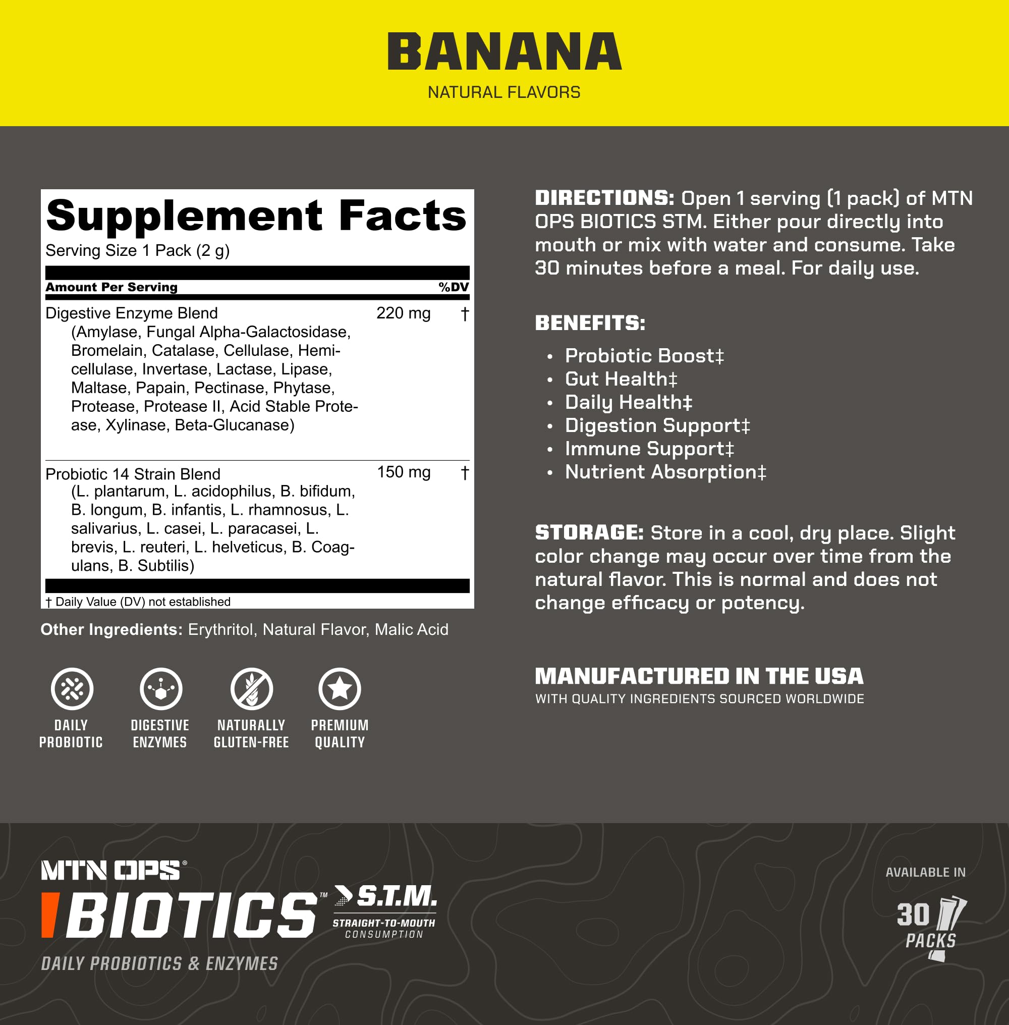 Uso diario en movimiento MTN OPS Biotics STM sin necesidad de agua.