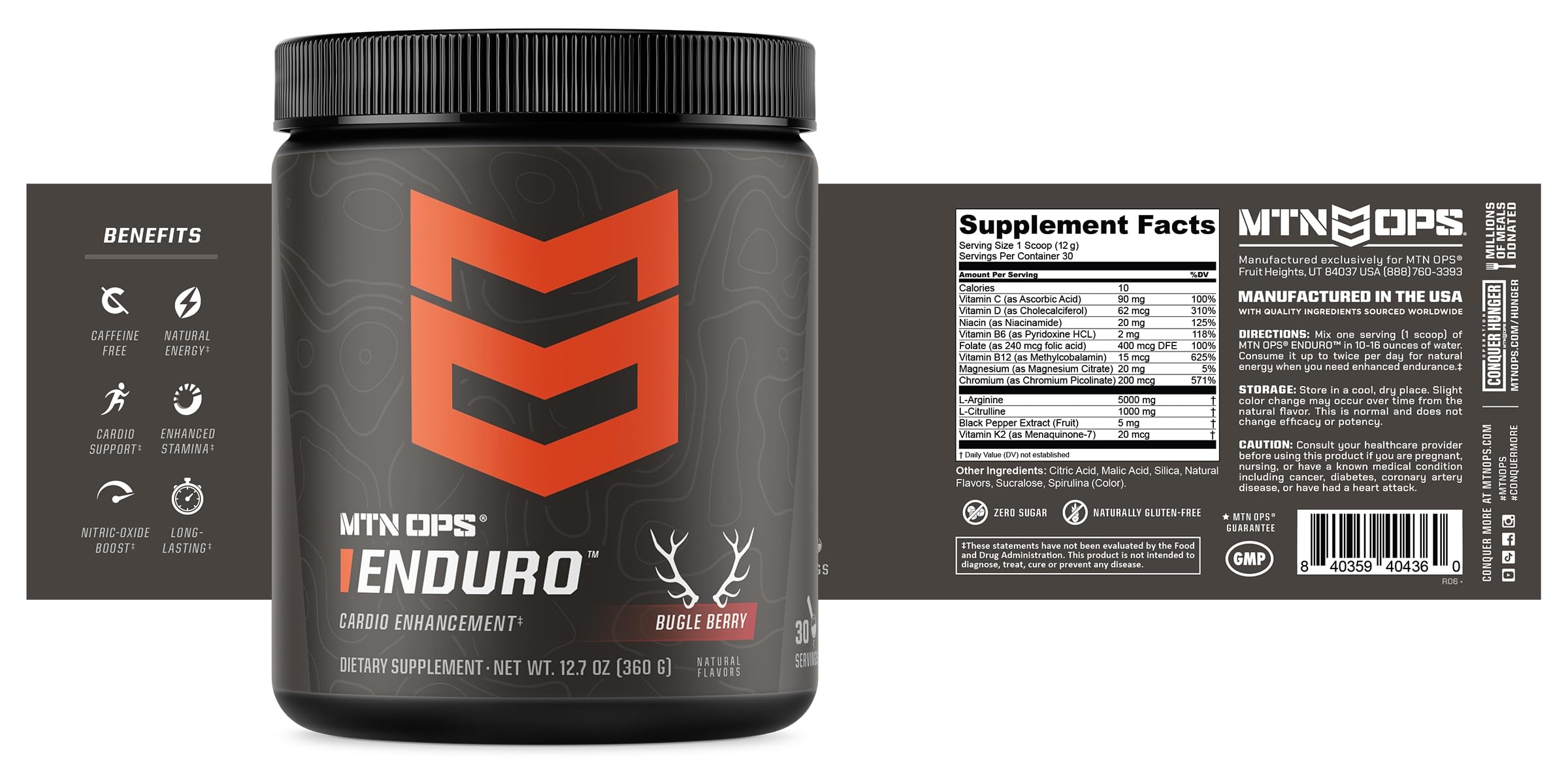 MTN OPS Enduro: indicación de uso con 8–12 oz de agua.