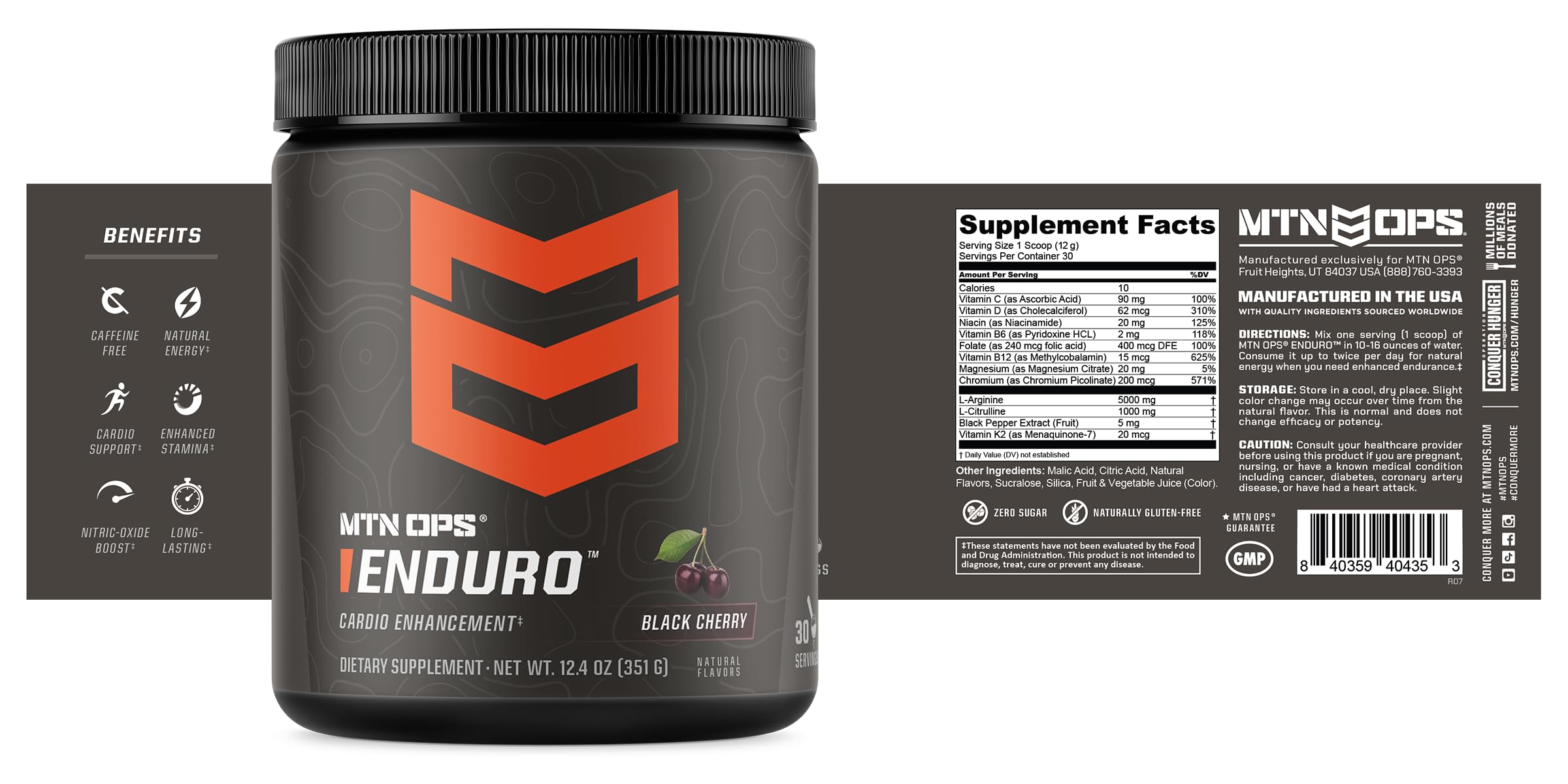 Sabor cereza negra de MTN OPS Enduro para una experiencia de entrenamiento.