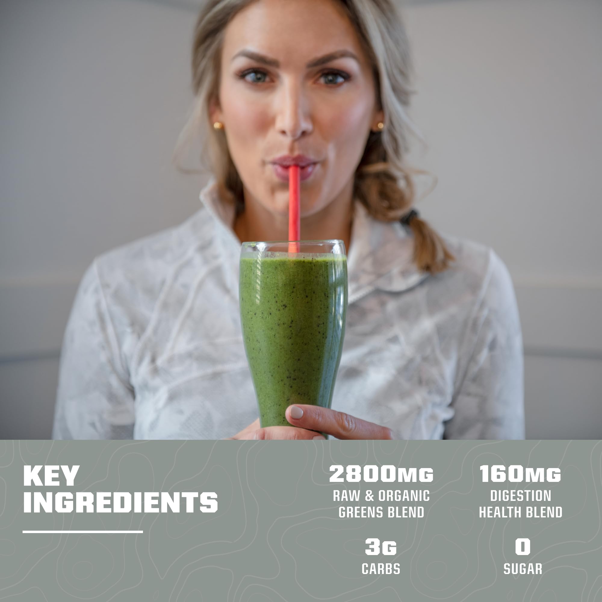 Porción medida de MTN OPS Greens: preparación rápida y precisa.