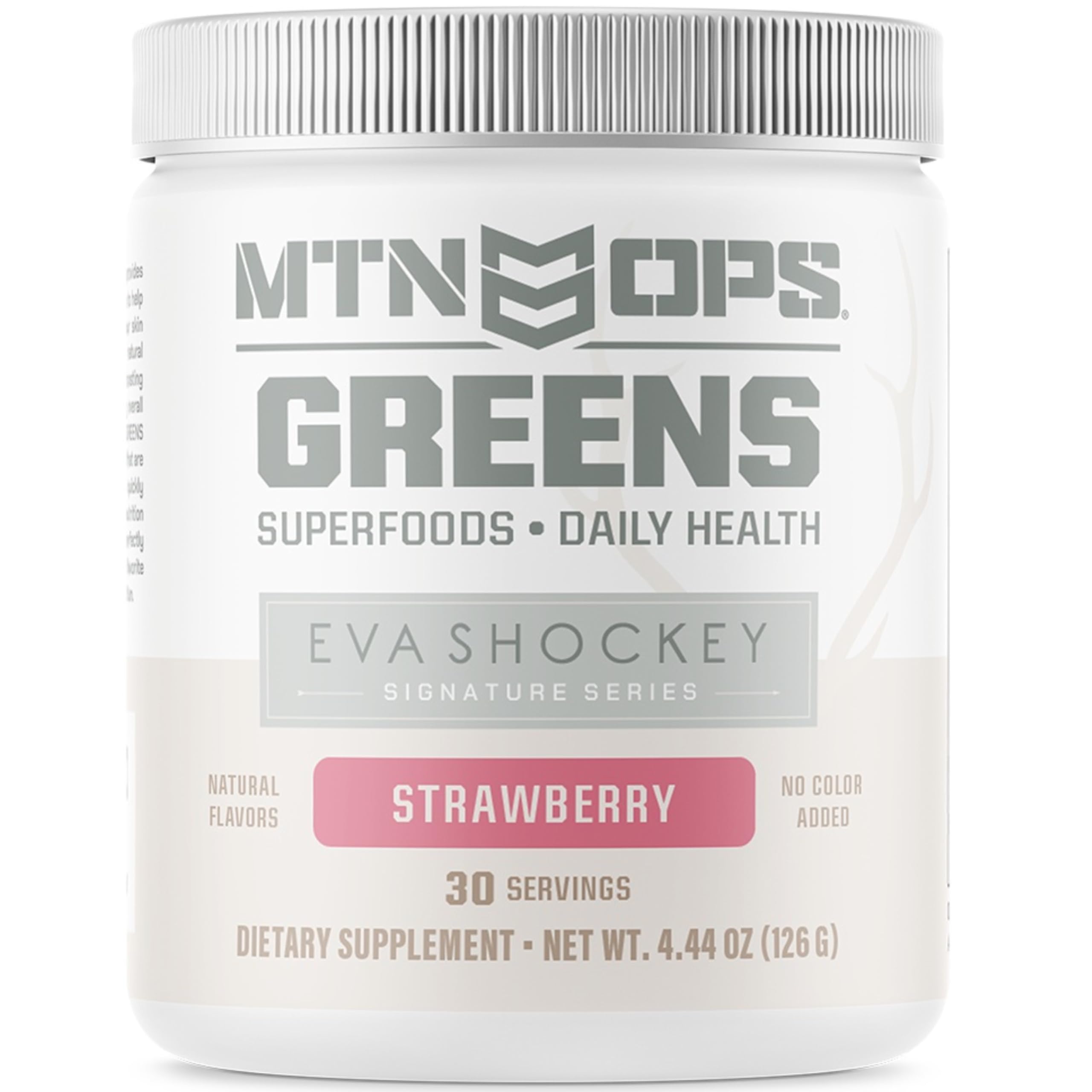 MTN OPS Greens en envase: fácil de almacenar para uso diario.