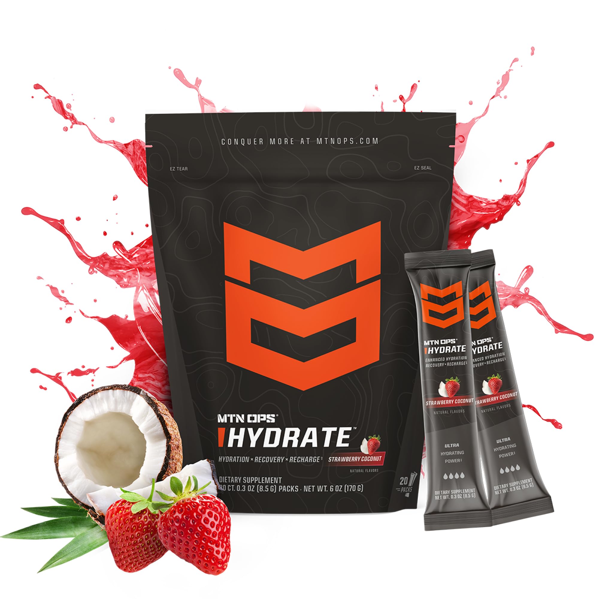 MTN OPS Hydrate, mezcla en agua, bebida refrescante para entrenamientos