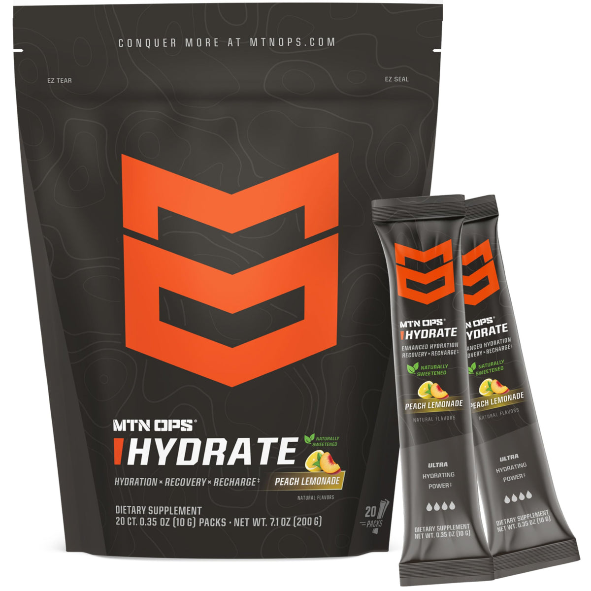 MTN OPS Hydrate paquetes monodosis sabor Durazno-Limon para hidratación rápida durante entrenamientos
