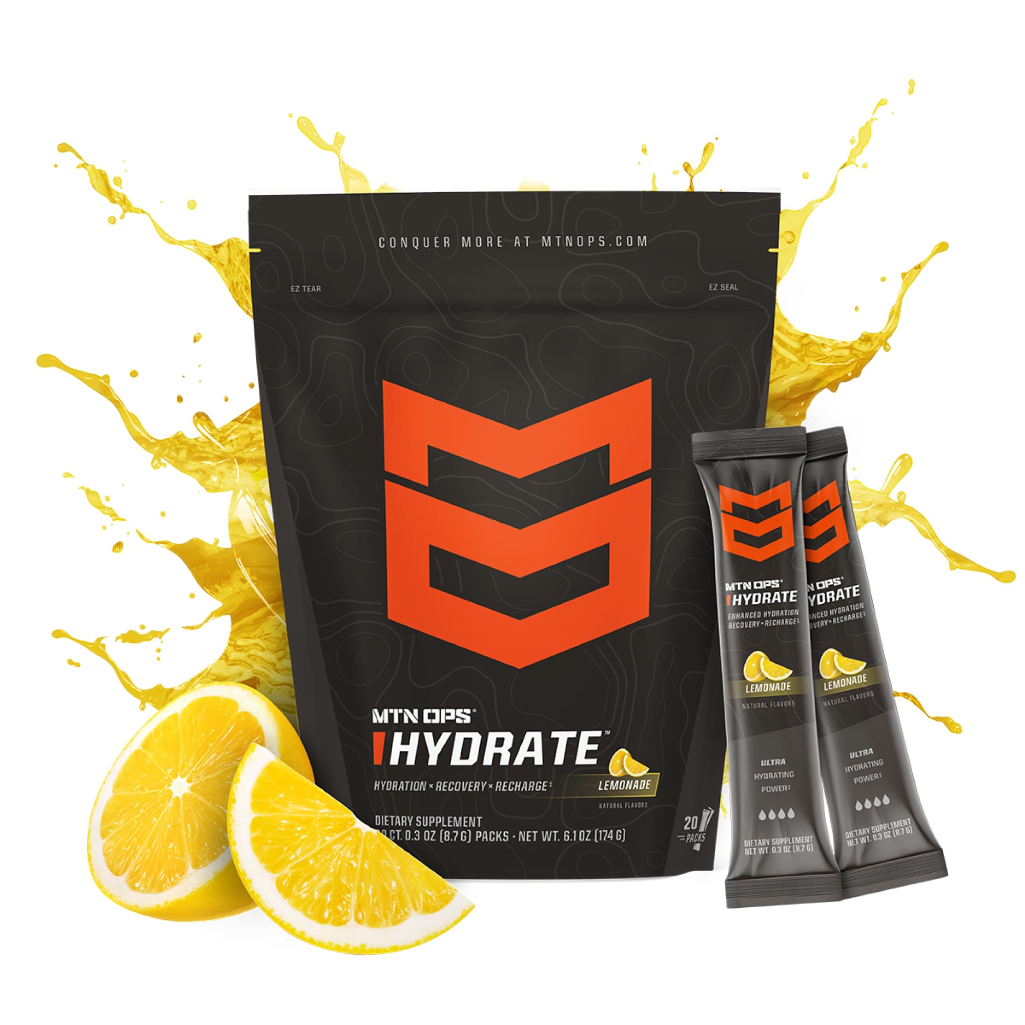 MTN OPS Hydrate paquetes portátiles, opción conveniente para hidratación en ruta.