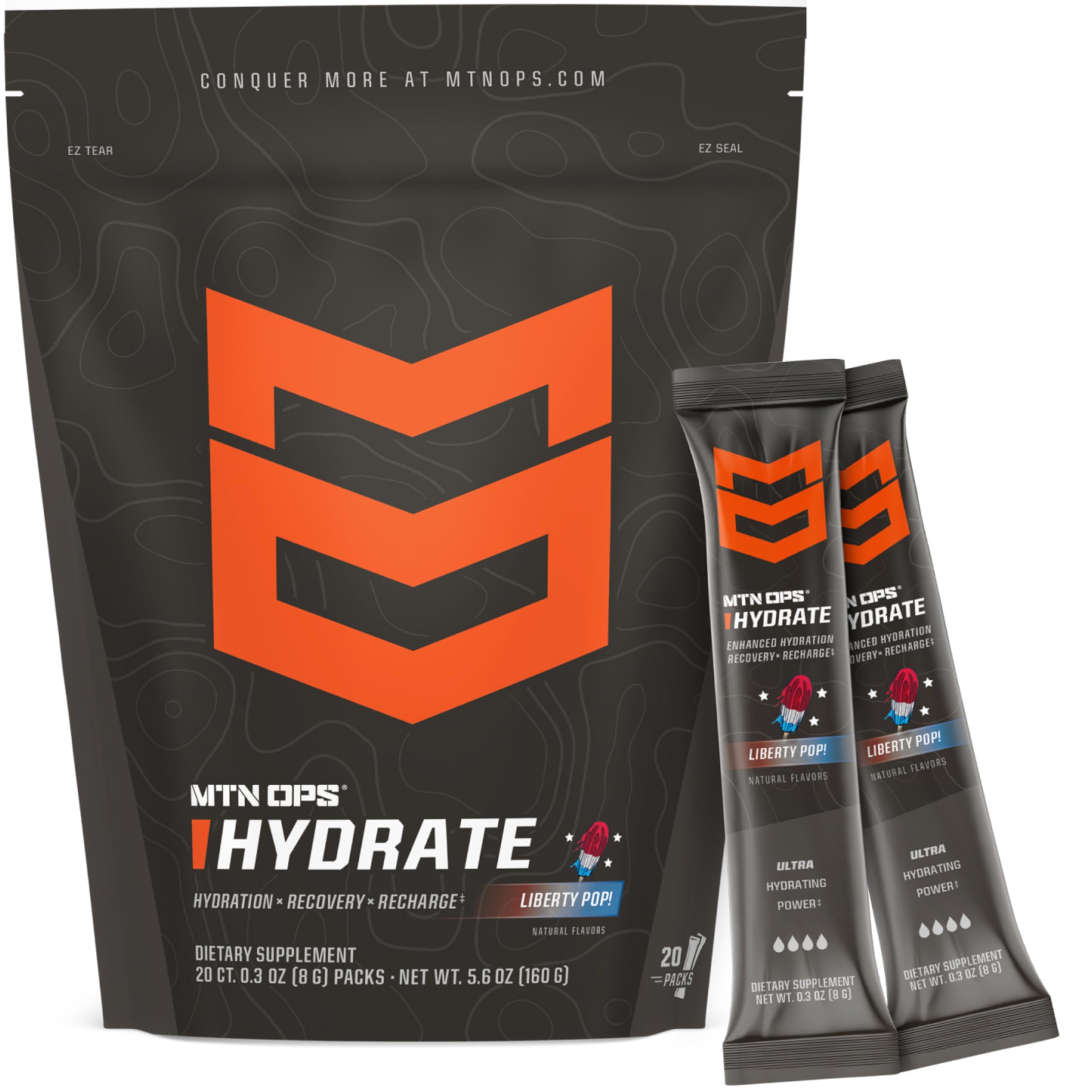 MTN OPS Hydrate polvo electrolitos, ideal para mantener la hidratación durante entrenamientos intensos.