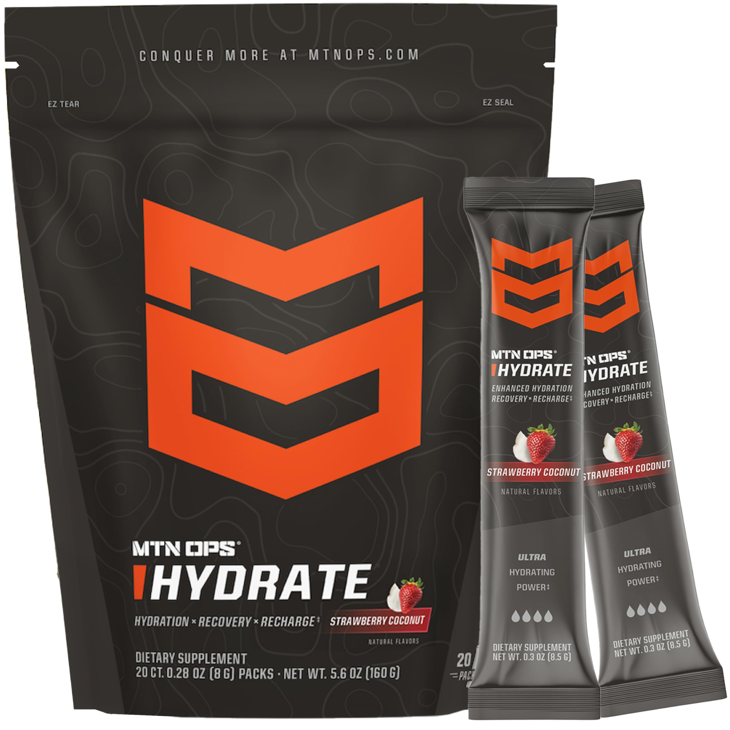 MTN OPS Hydrate, sobres fresa coco, hidrata rápidamente durante entrenamientos intensos