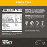 MTN OPS Ignite bebida-durazno en vaso muestra bebida lista para beber.