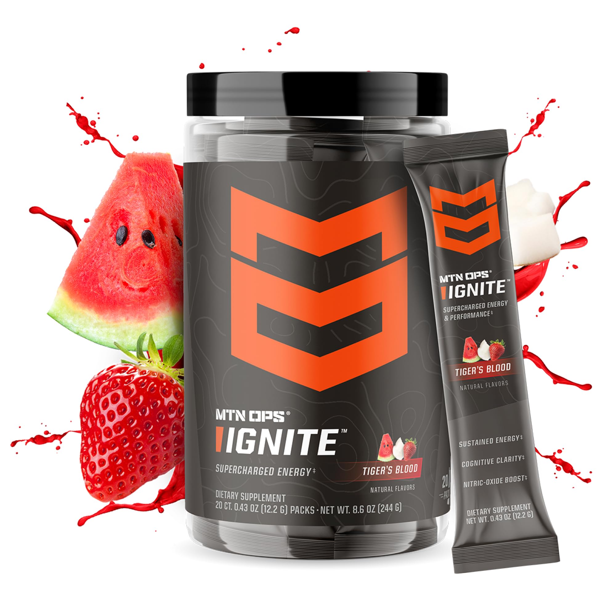 MTN OPS Ignite cafeína 200 mg pre-entrenamiento para impulso rápido