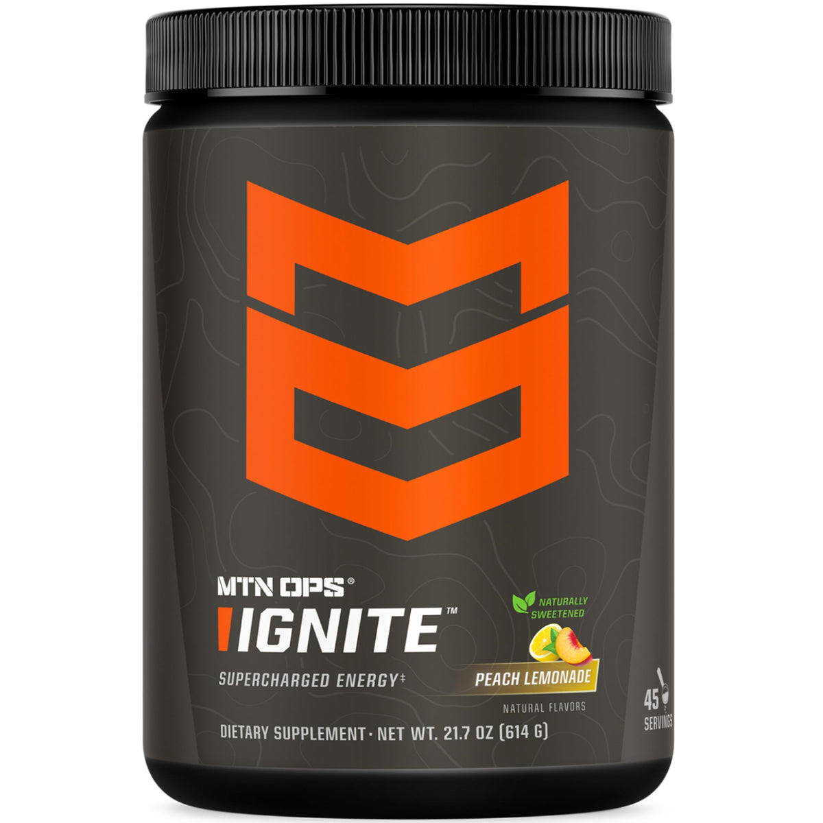 MTN OPS Ignite sabor durazno-limón en polvo para energía sostenida