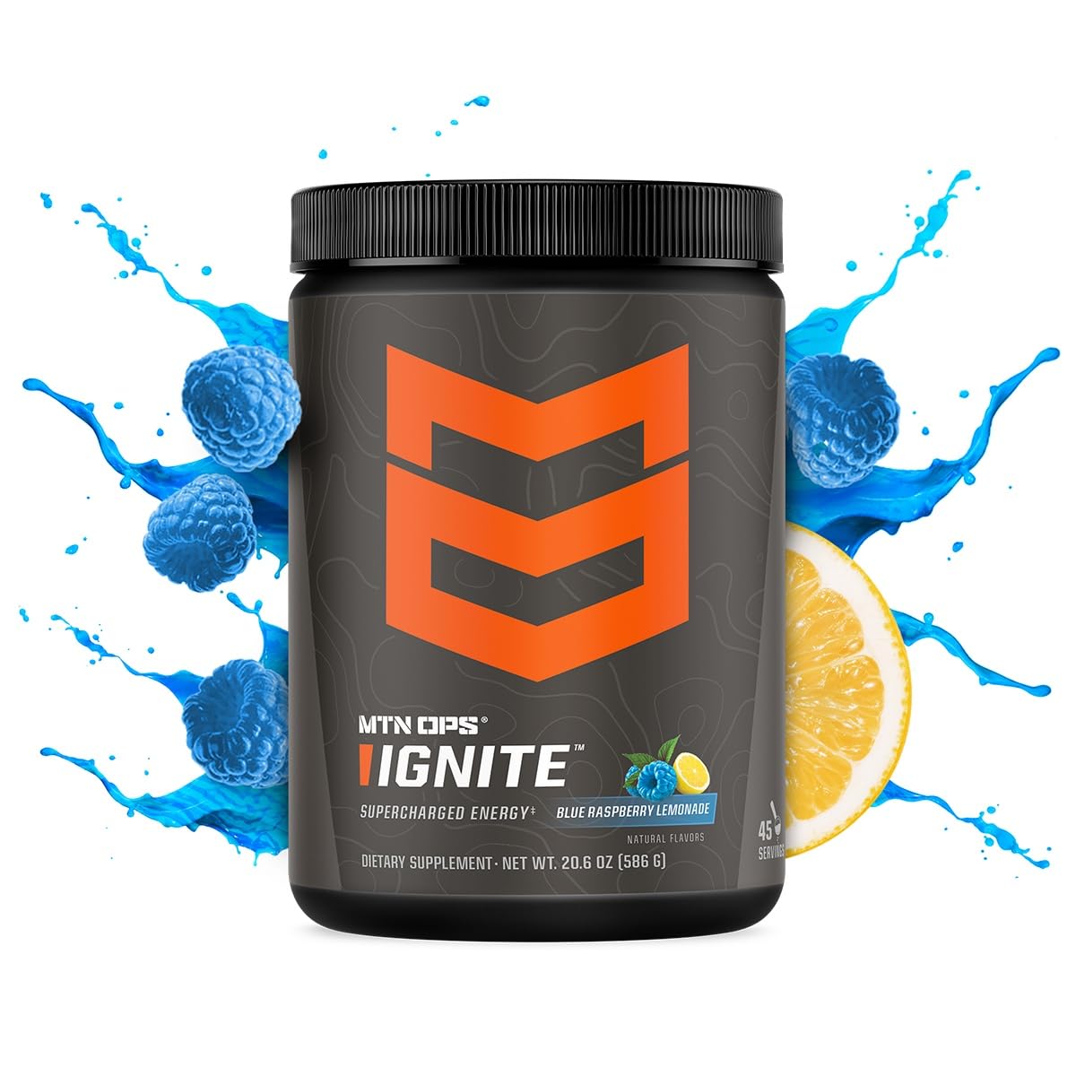 MTN OPS Ignite envase 45 porciones para recargas rápidas.