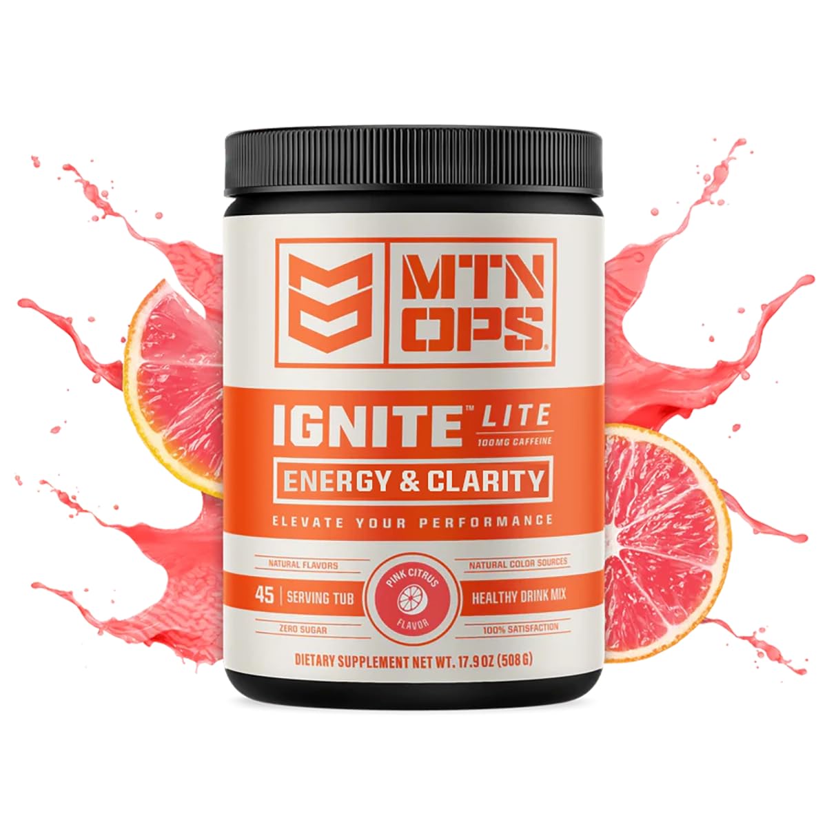 MTN OPS Ignite Lite rosa cítrico vaso listo para beber y recargar