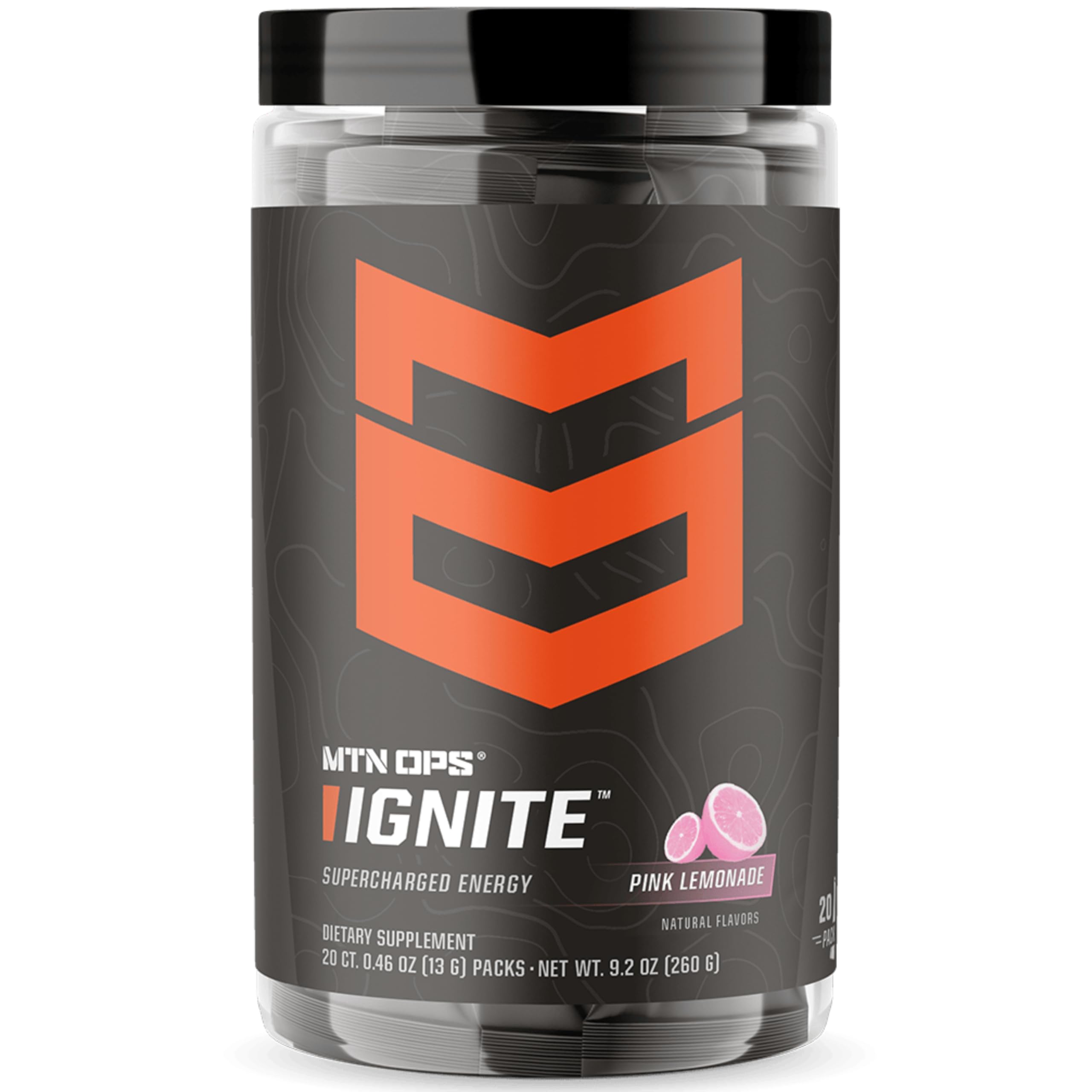 MTN OPS Ignite sin azúcar en polvo, sabor limonada rosa, para entrenamientos