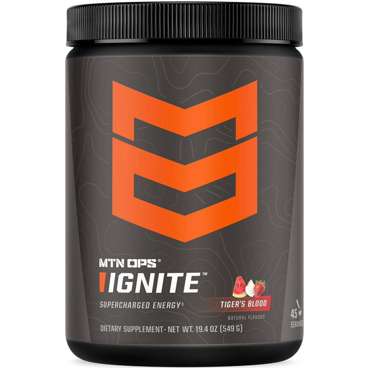 MTN OPS Ignite: cucharada medidora de polvo para energía sostenida.