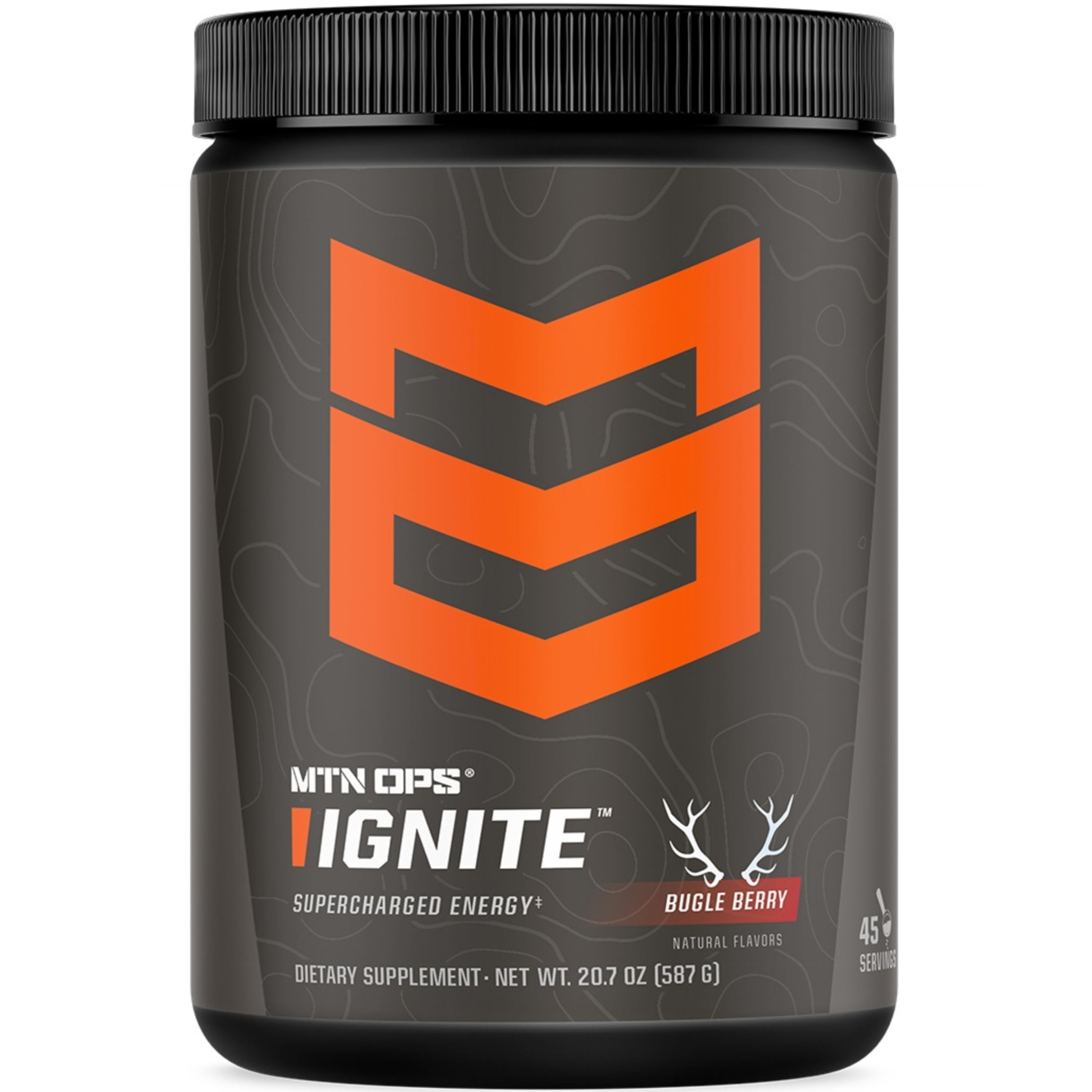 MTN OPS Ignite Sin Azúcar, empaque frontal, energía estable para entrenamientos prolongados.