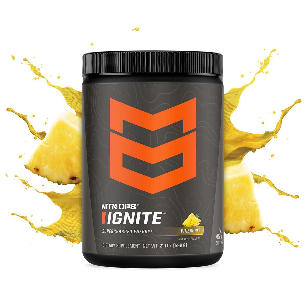MTN OPS Ignite sin azucar, polvo medidor, dosis precisa para bebidas rapidas.