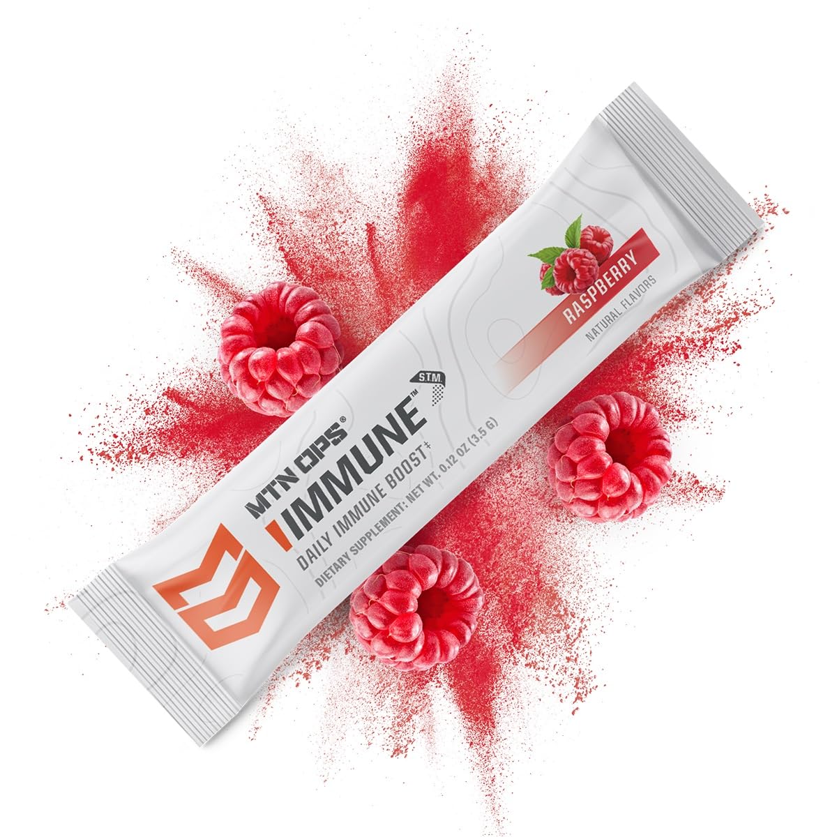MTN OPS Immune STM, sabor frambuesa agradable y sin regusto arenoso.