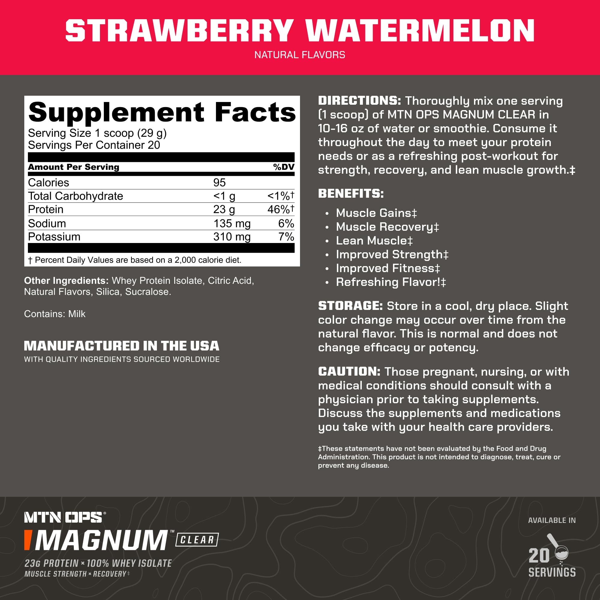 MTN OPS Magnum Clear Whey sabor refrescante, opción para hidratarte sin azúcar.