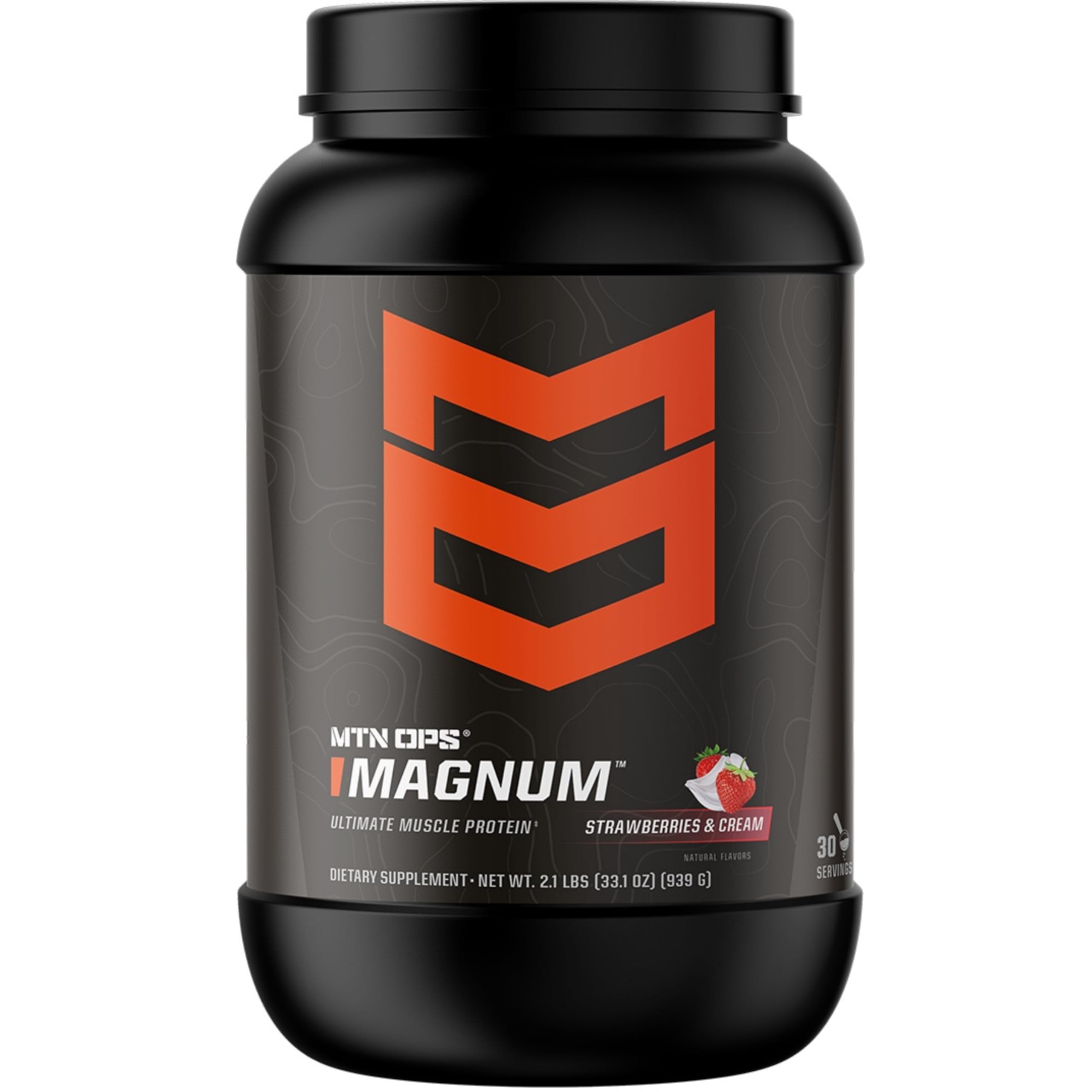MTN OPS Magnum, dosis de proteína de fresa y crema para recuperación muscular.