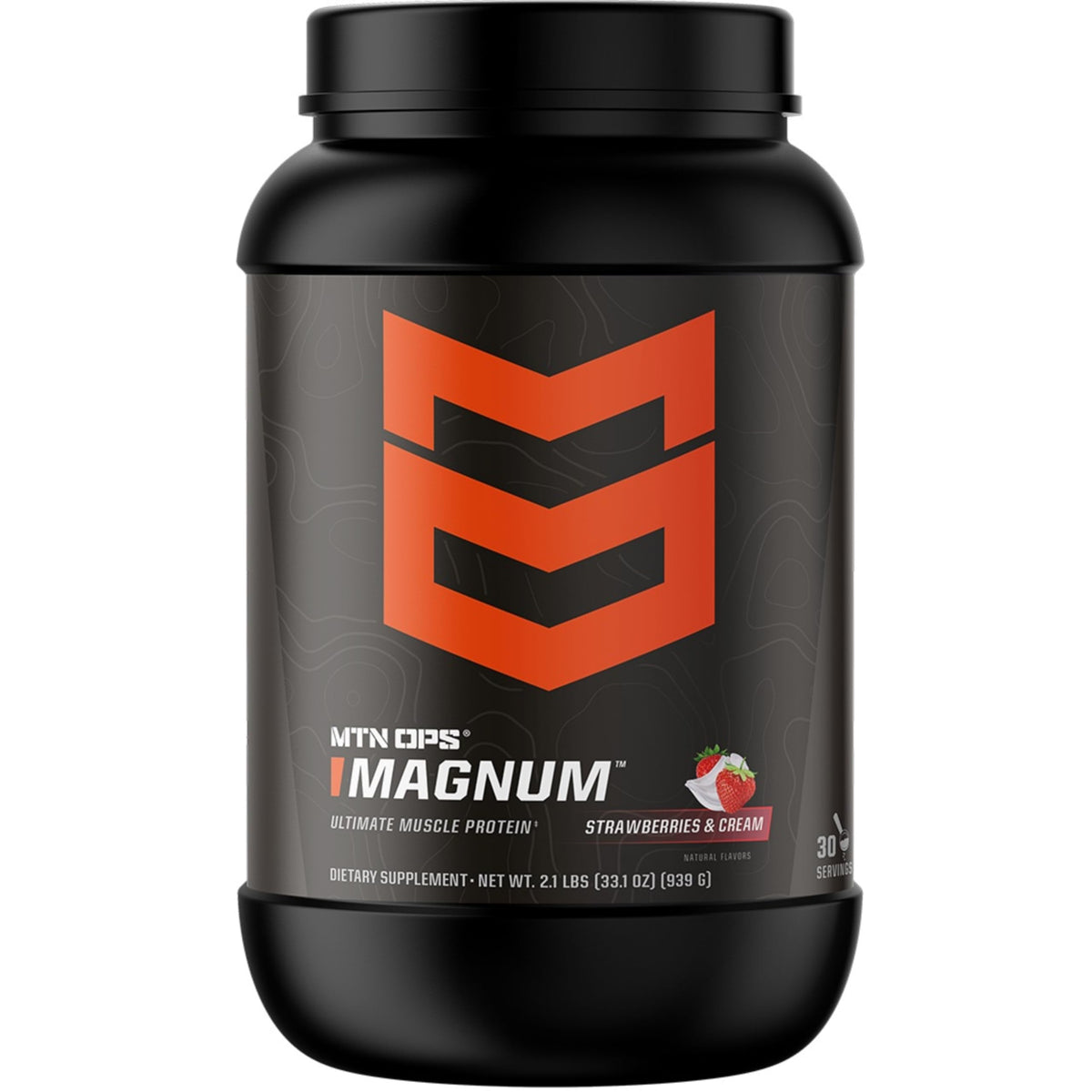 MTN OPS Magnum, dosis de proteína de fresa y crema para recuperación muscular.