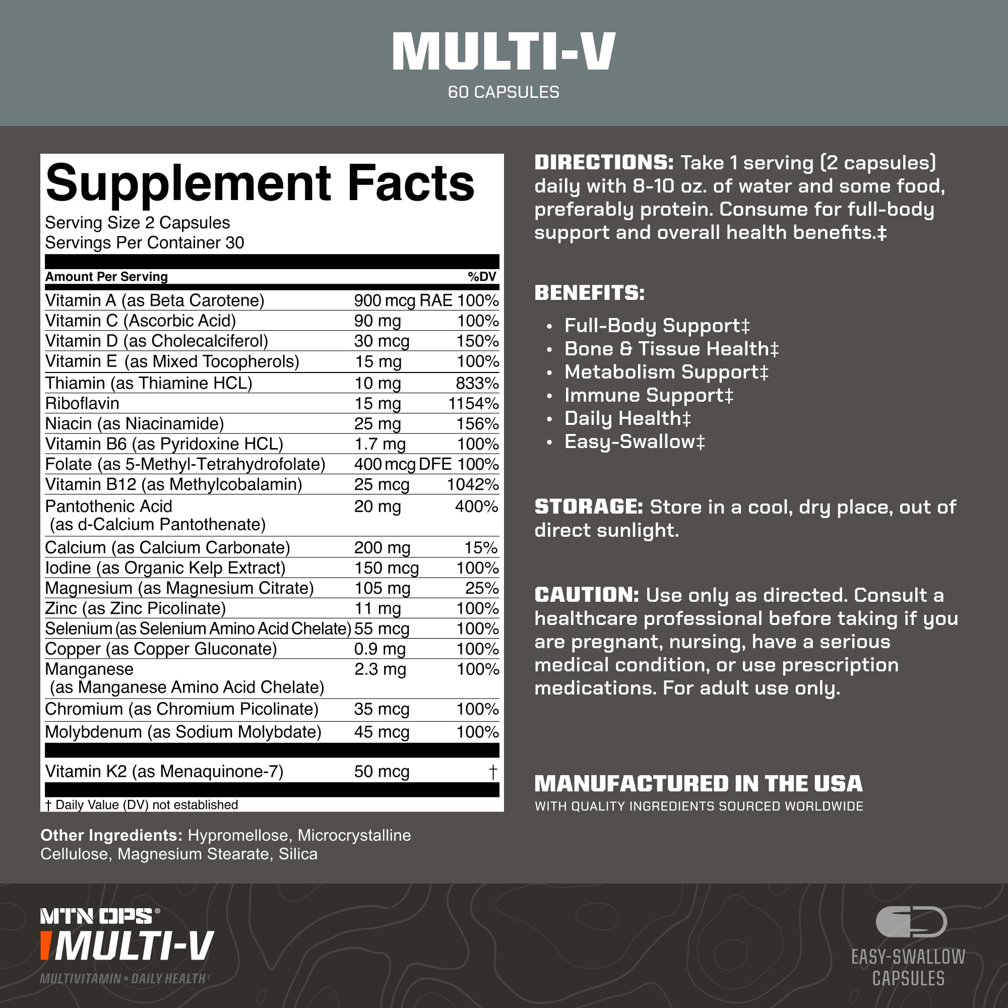 MTN OPS Multi-V: cápsulas como complemento diario para defensa inmune y vitalidad.