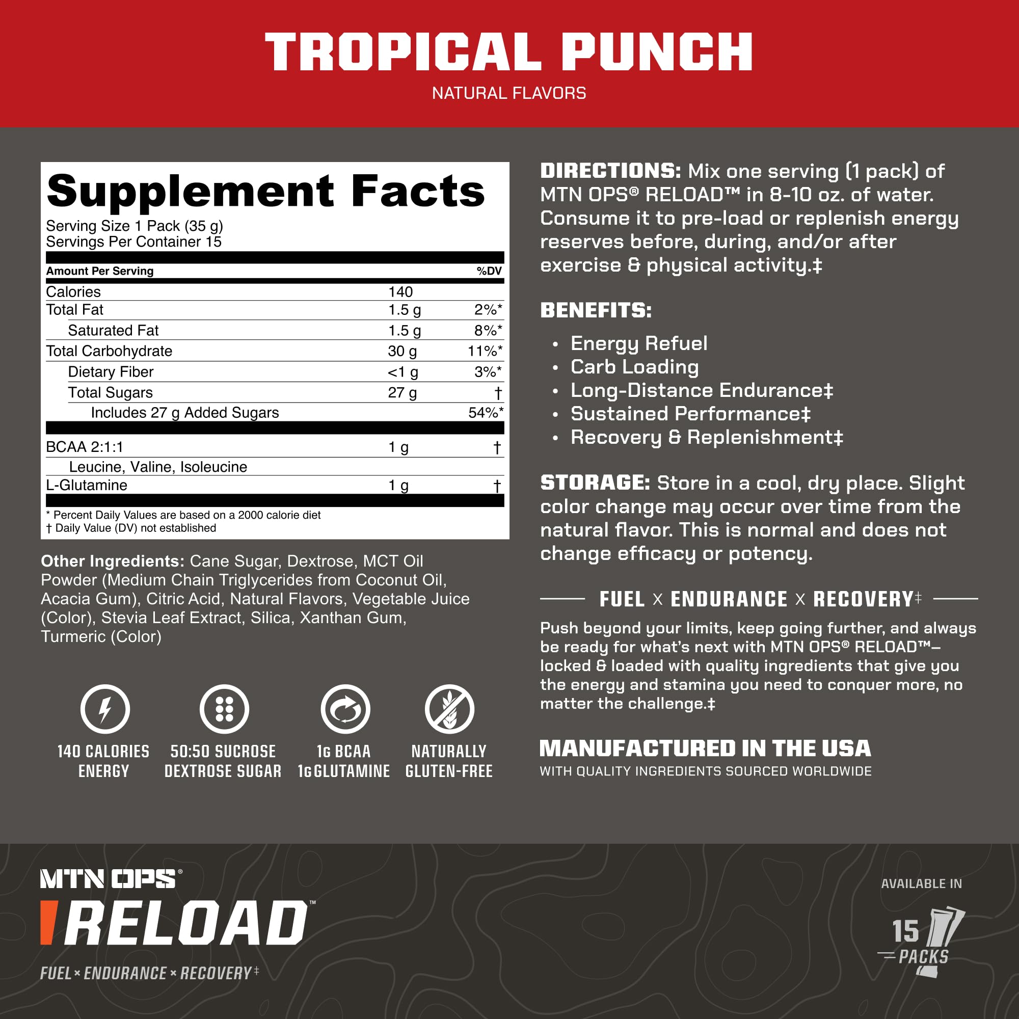 MTN OPS Reload mezcla en agua para digestión ligera y facilita la ingesta