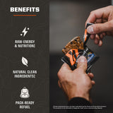 barra MTN OPS Venture sección interior que muestra avena y chispas de chocolate, snack proteico para energía sostenida.