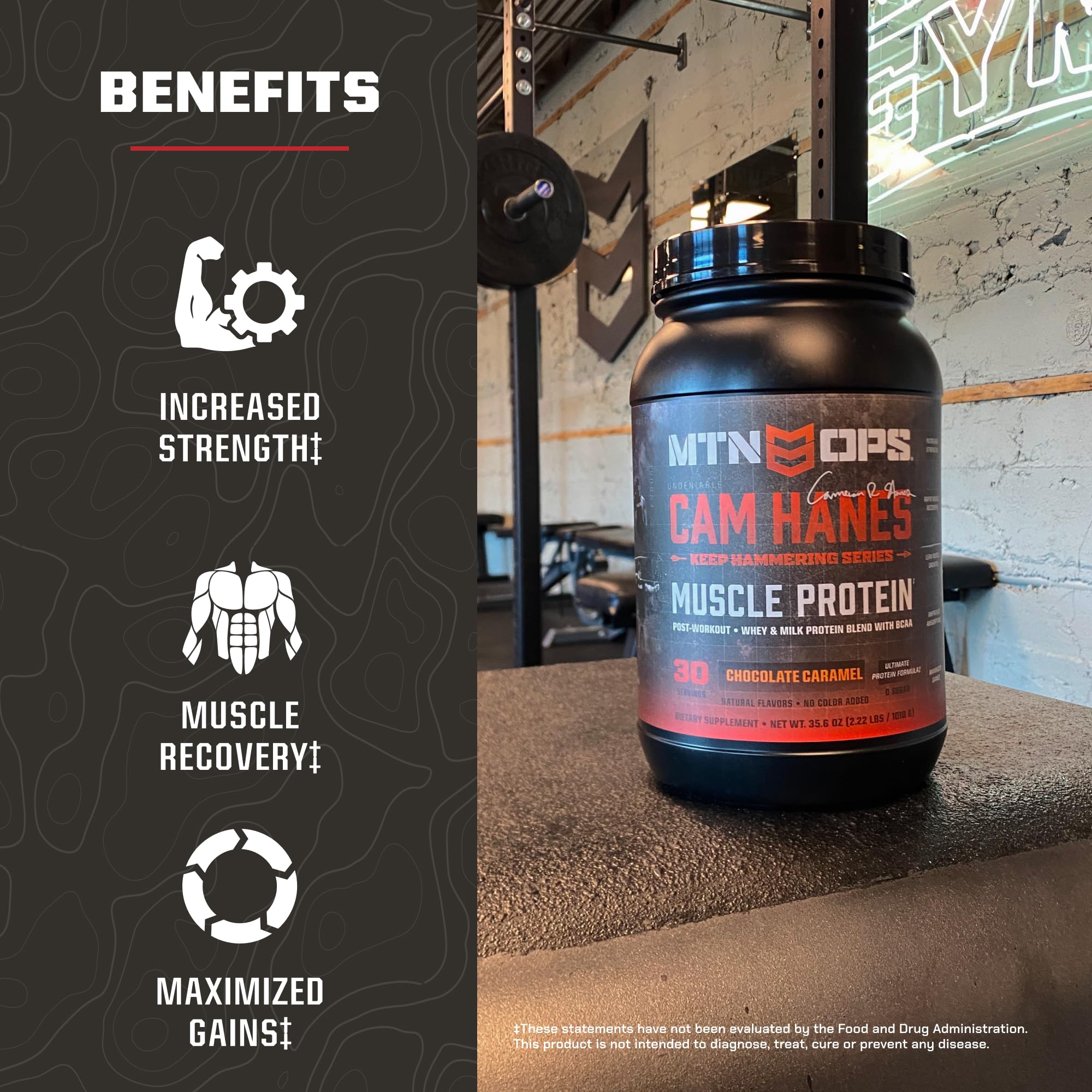 Gimnasio con MTN OPS Whey Protein, ayuda a la construcción muscular