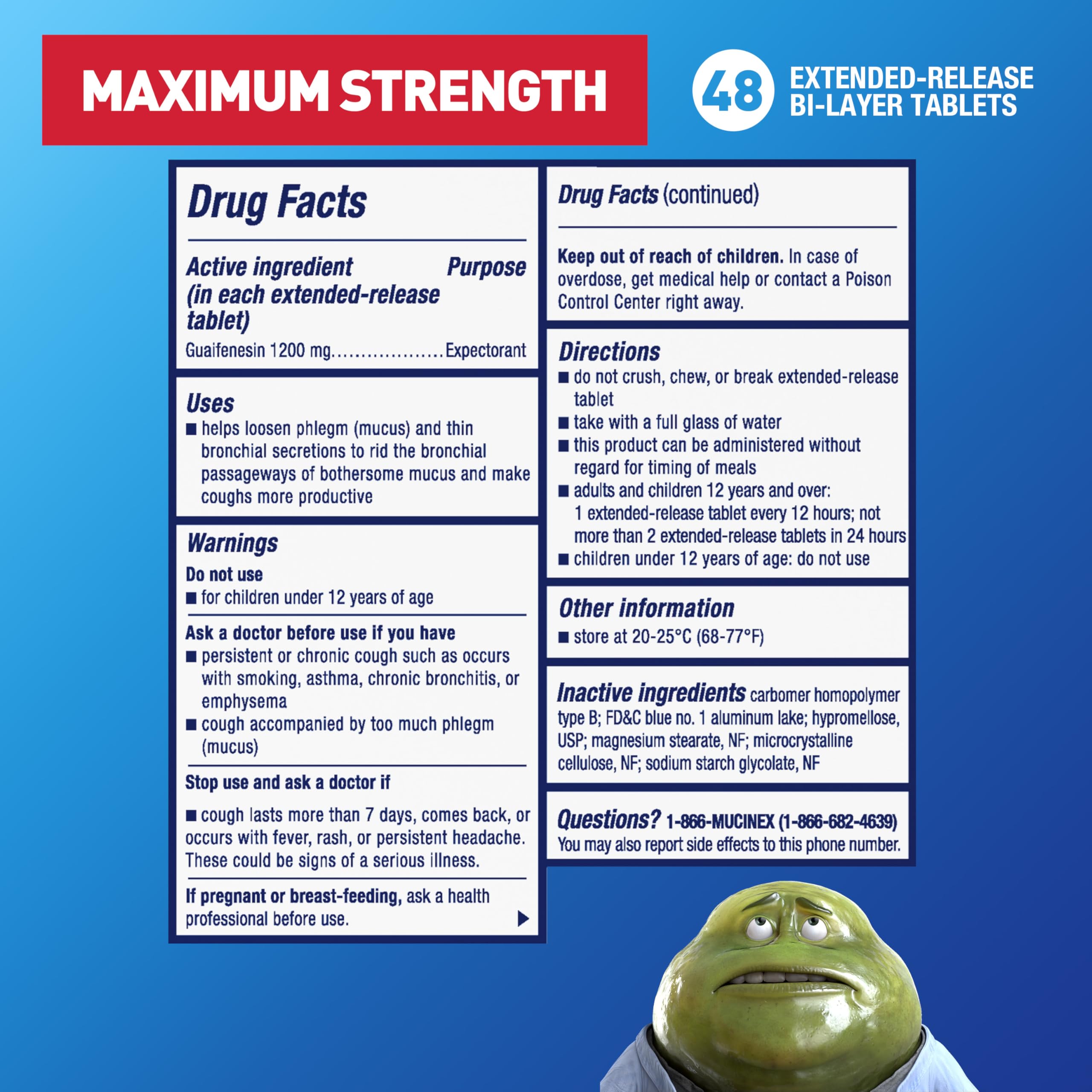 Mucinex 12 Horas caja trasera con indicaciones de uso claro.