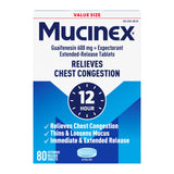 Mucinex caja 12 horas, alivio prolongado de la congestión.