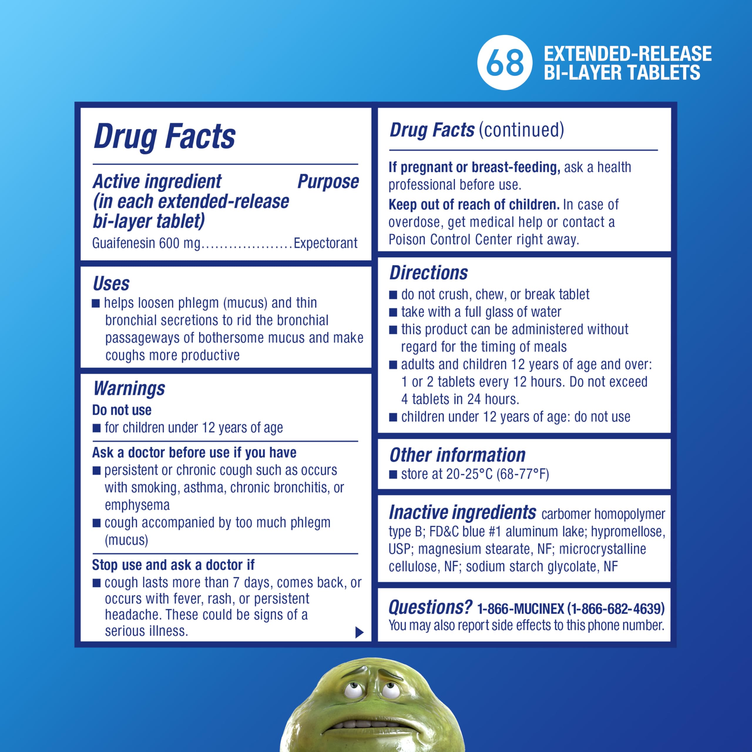 Caja de Mucinex 12 horas para expectoración y mucosidad.