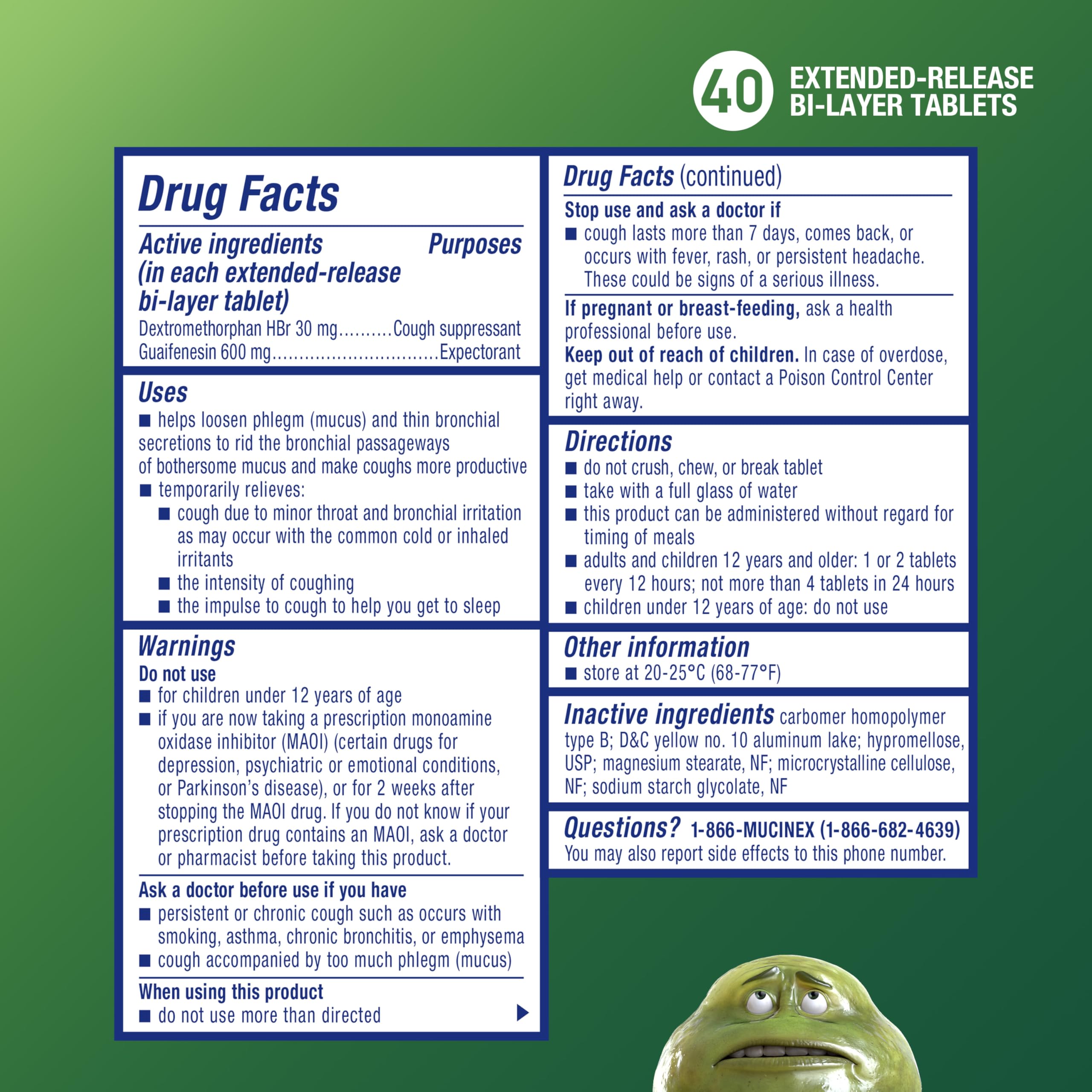 Dosis de 30 mg dextrometorfano en Mucinex DM 12hr.