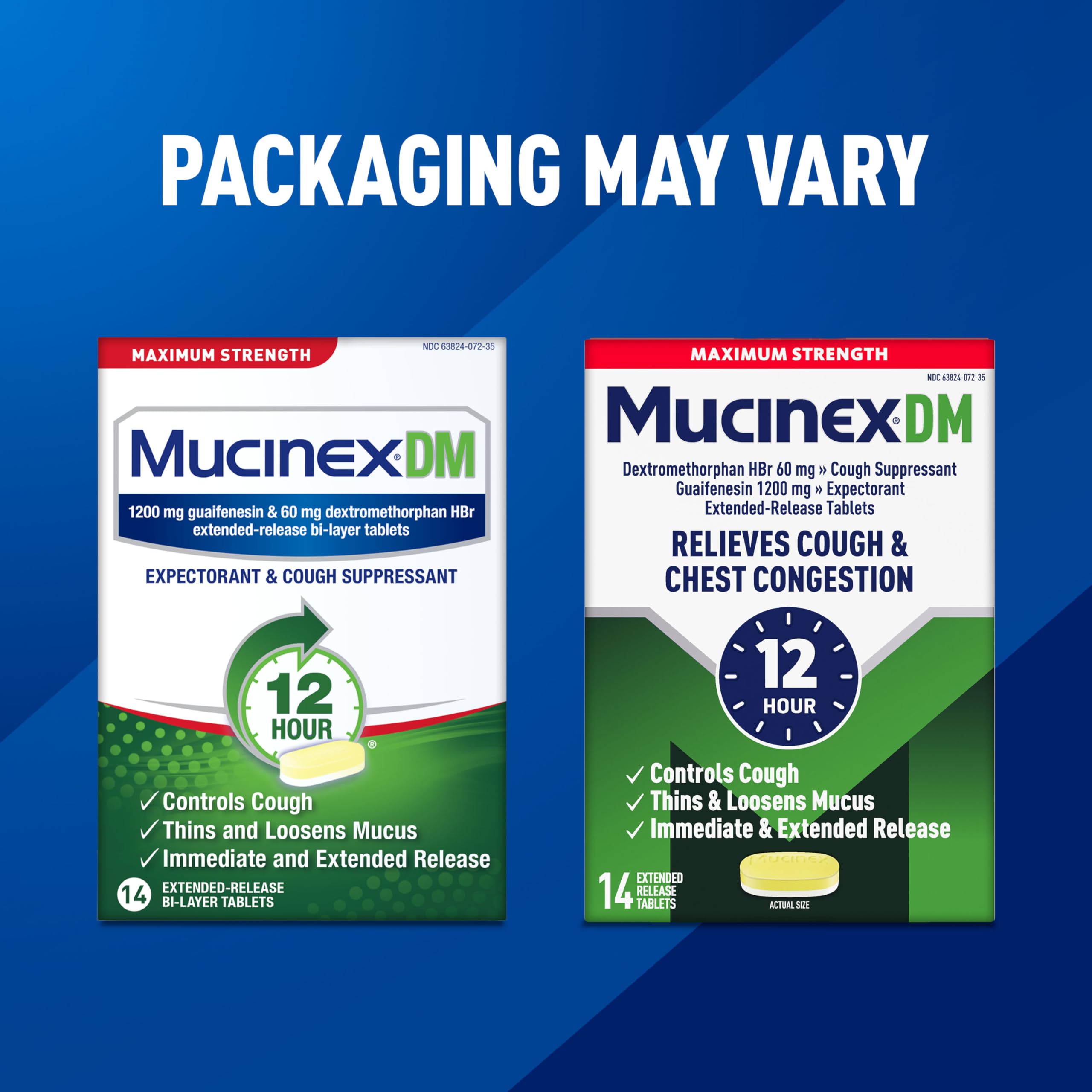 Instrucciones de uso en empaque de Mucinex DM 12hr.