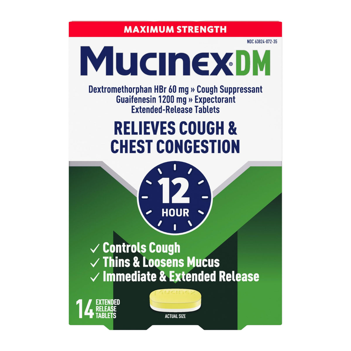 Mucinex DM 12hr tabletas bicapa, alivio de tos con expectoración.