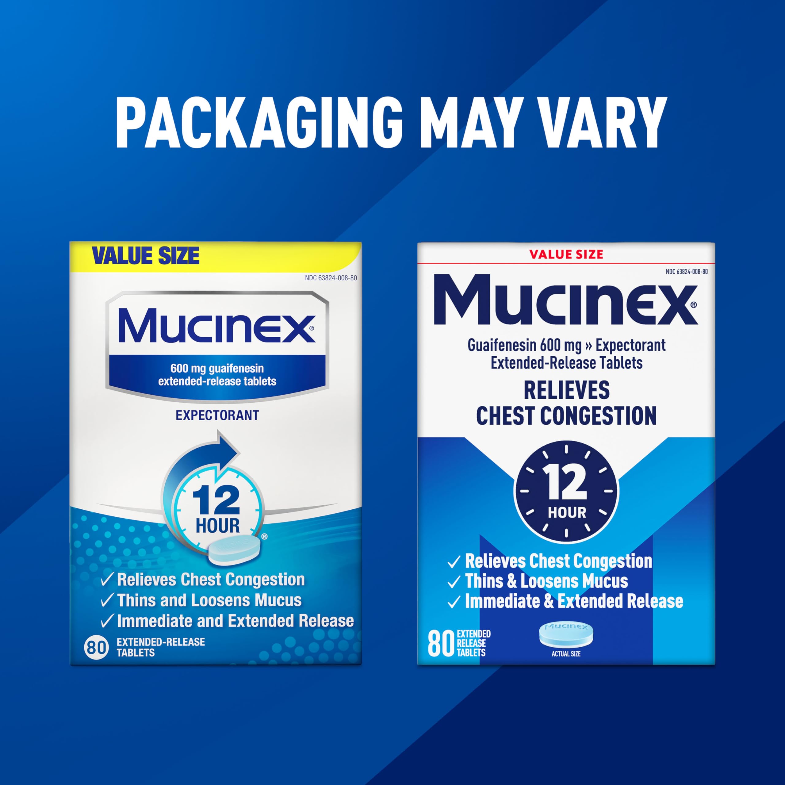 Empaque de doble capa de Mucinex, liberación prolongada.