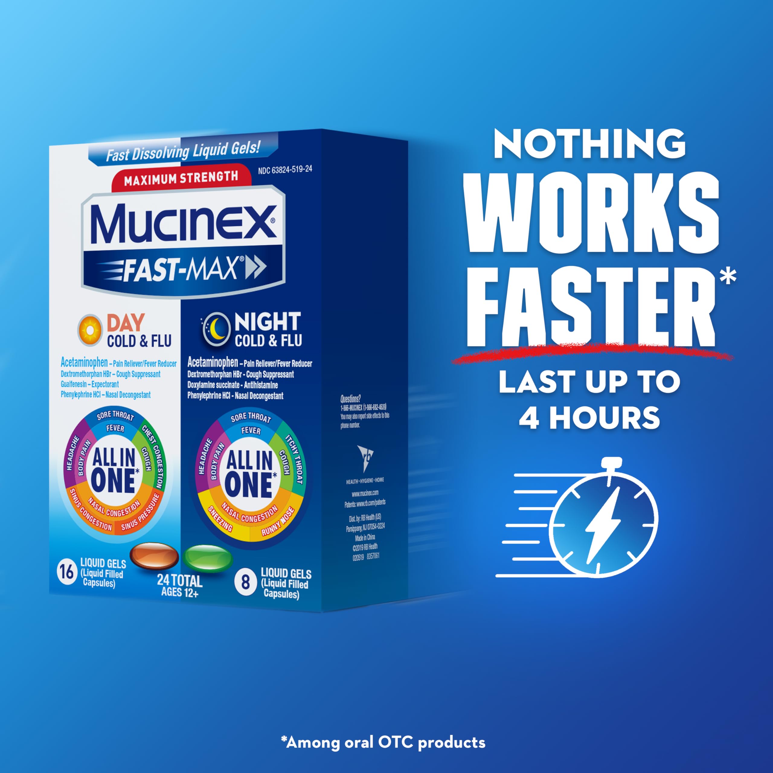 Mucinex Fast-Max Noche: gel líquido en botella para congestión nasal.