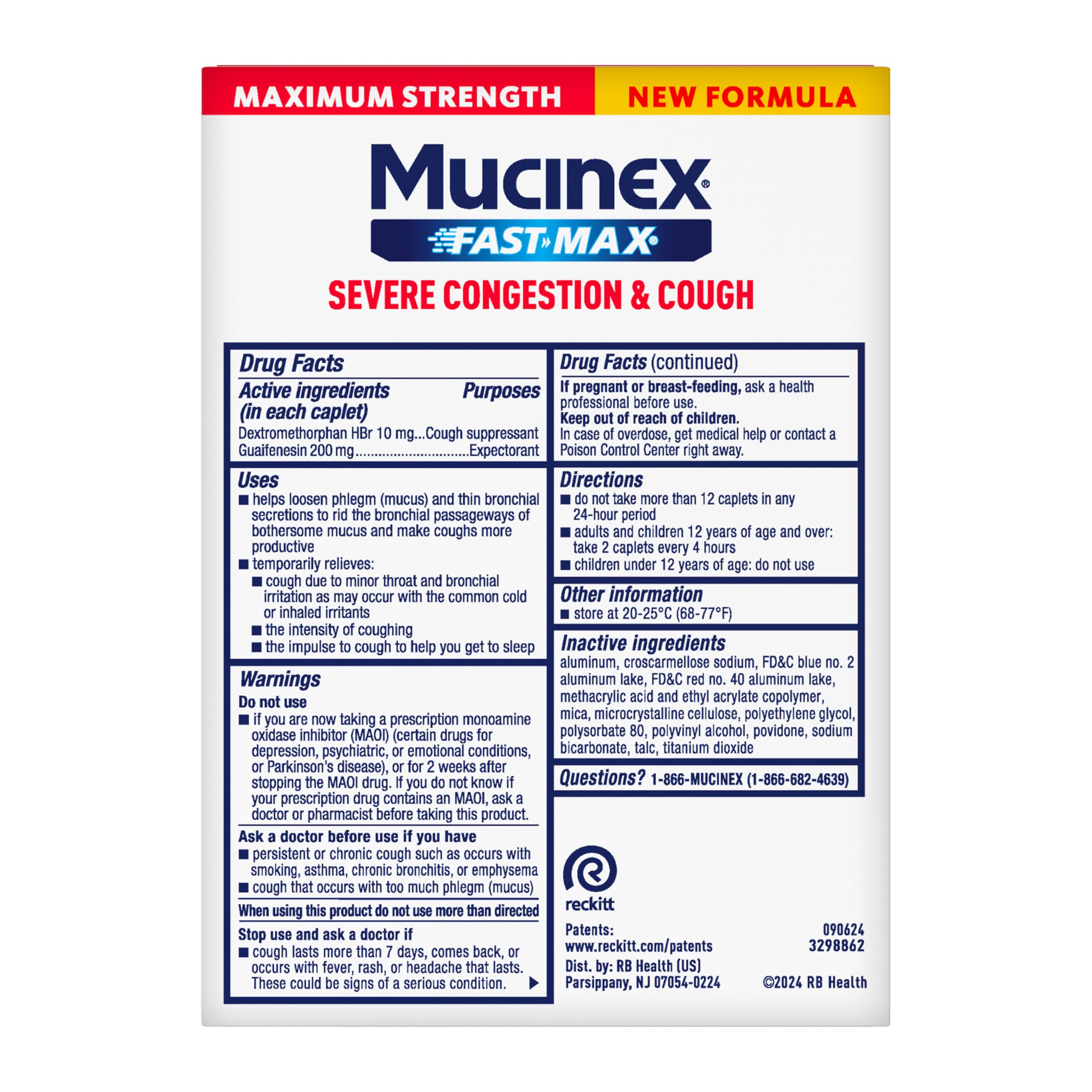 Presentación y tamaño de Mucinex Fast-Max para adultos