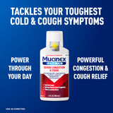 Etiqueta de Mucinex Fast-Max indica uso para tos y congestión