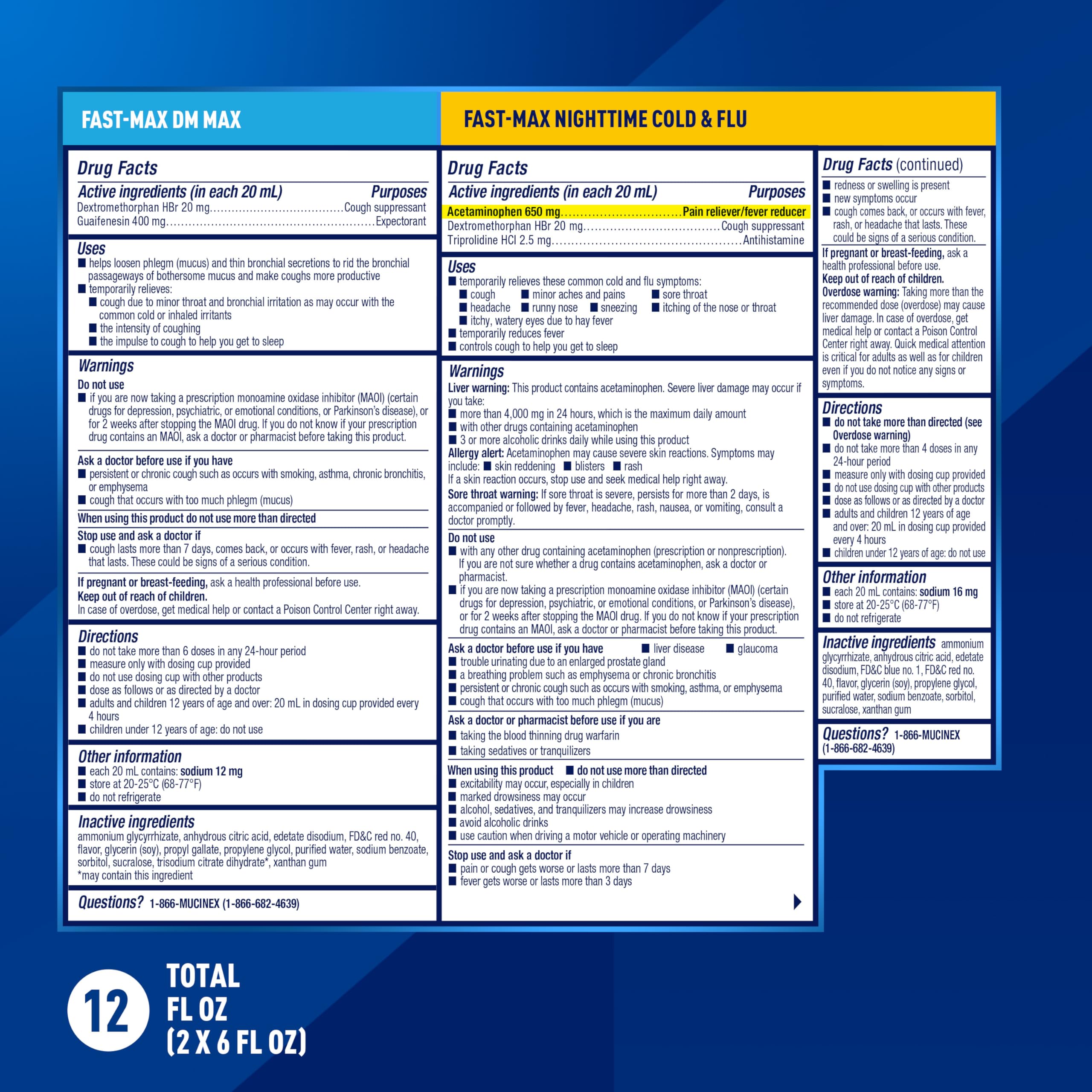 Caja de empaque del pack doble de Mucinex Nightshift para síntomas mixtos.
