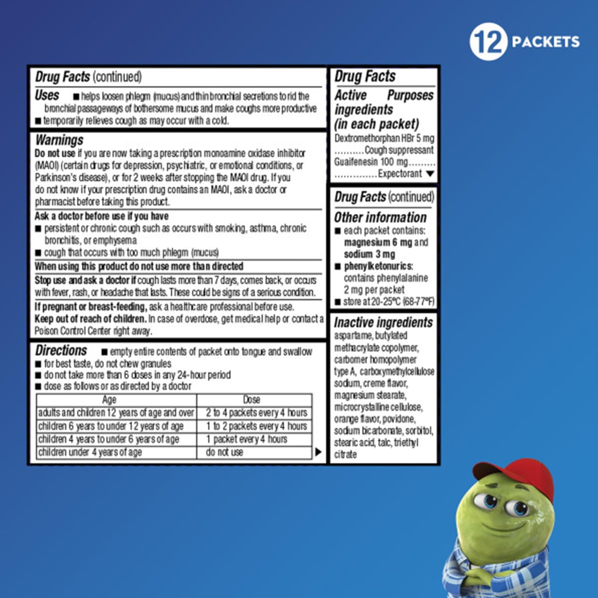 Mucinex niños mini-melts con dextrometorfano para controlar la tos