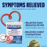 Instrucciones claras de Mucinex para dosis y uso.